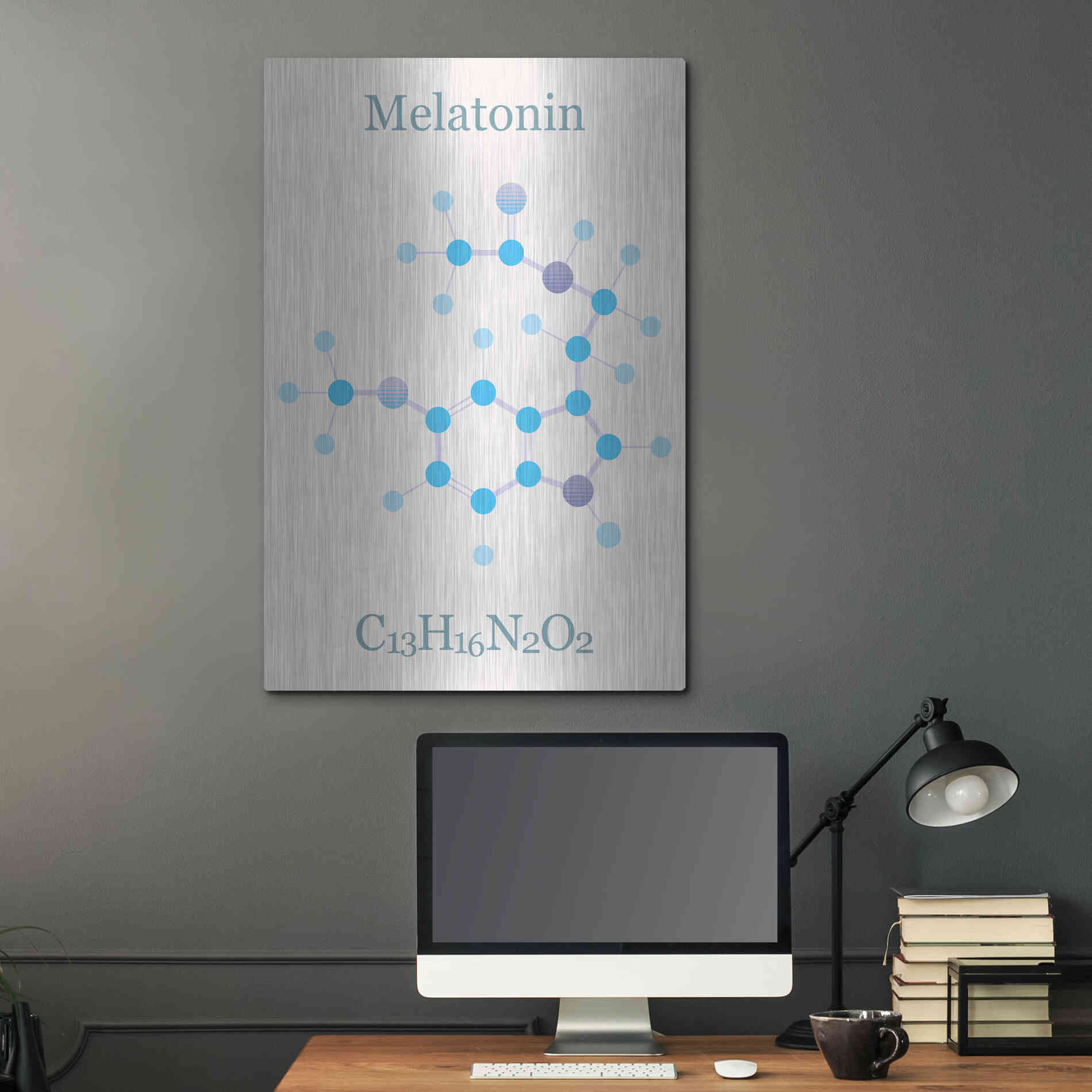 Luxe Metal Art 'Melatonin Molecule II' by Epic Portfolio, Metal Wall Art,24x36