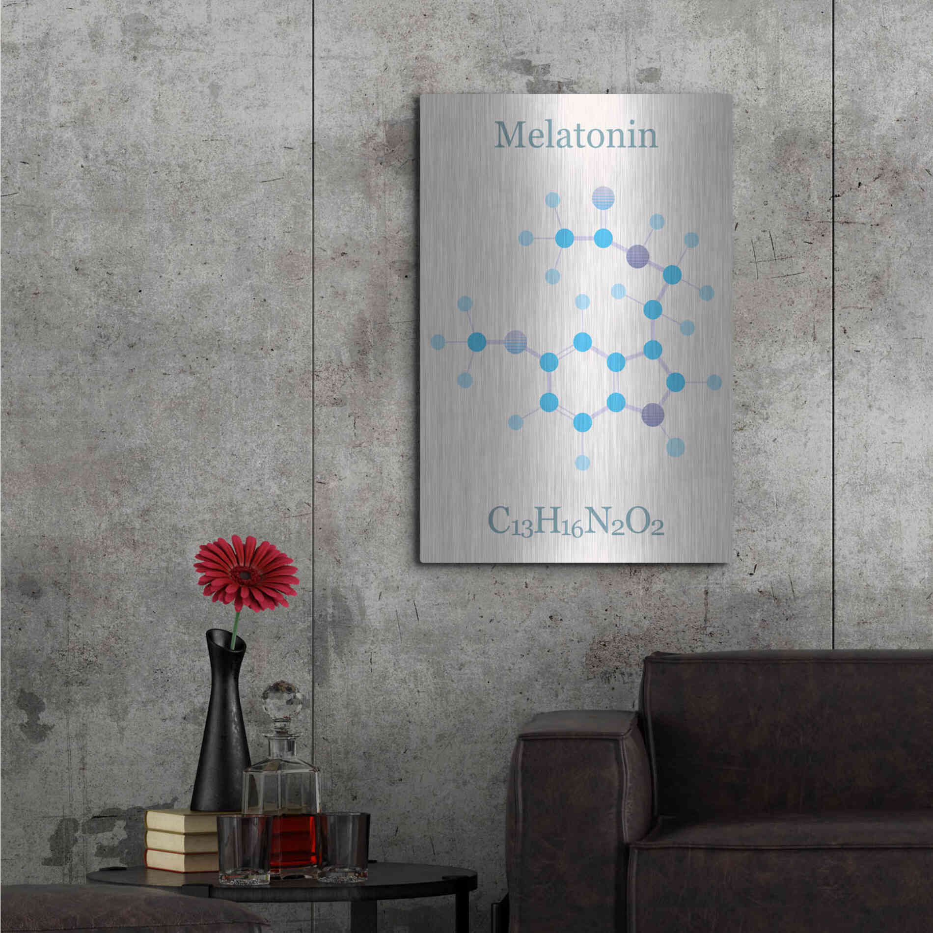 Luxe Metal Art 'Melatonin Molecule II' by Epic Portfolio, Metal Wall Art,24x36