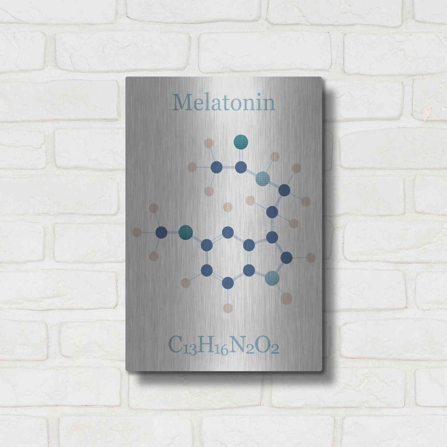 Luxe Metal Art 'Melatonin Molecule I' by Epic Portfolio, Metal Wall Art,12x16