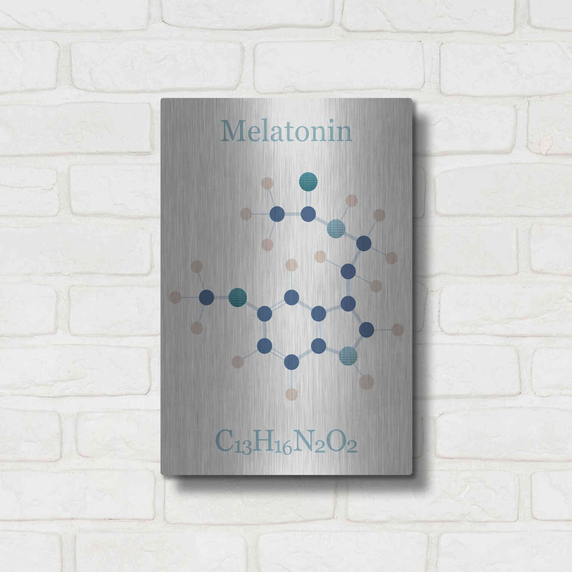 Luxe Metal Art 'Melatonin Molecule I' by Epic Portfolio, Metal Wall Art,12x16