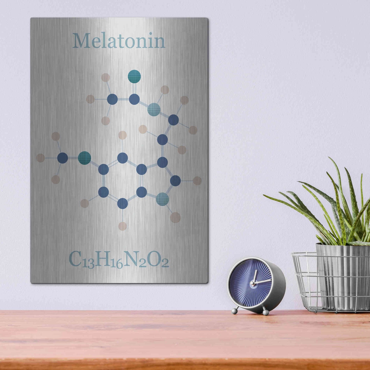 Luxe Metal Art 'Melatonin Molecule I' by Epic Portfolio, Metal Wall Art,12x16