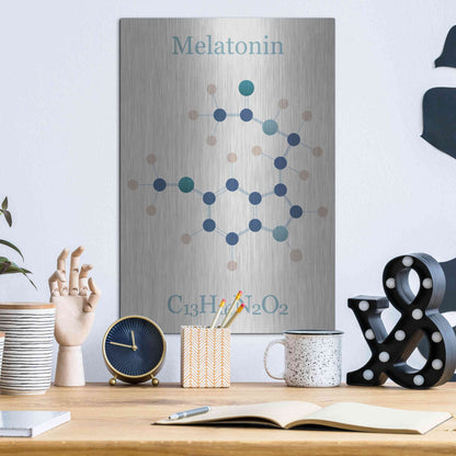 Luxe Metal Art 'Melatonin Molecule I' by Epic Portfolio, Metal Wall Art,12x16