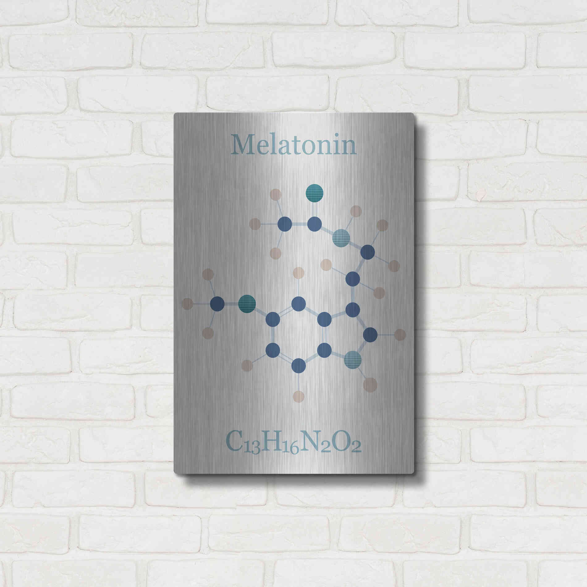 Luxe Metal Art 'Melatonin Molecule I' by Epic Portfolio, Metal Wall Art,16x24