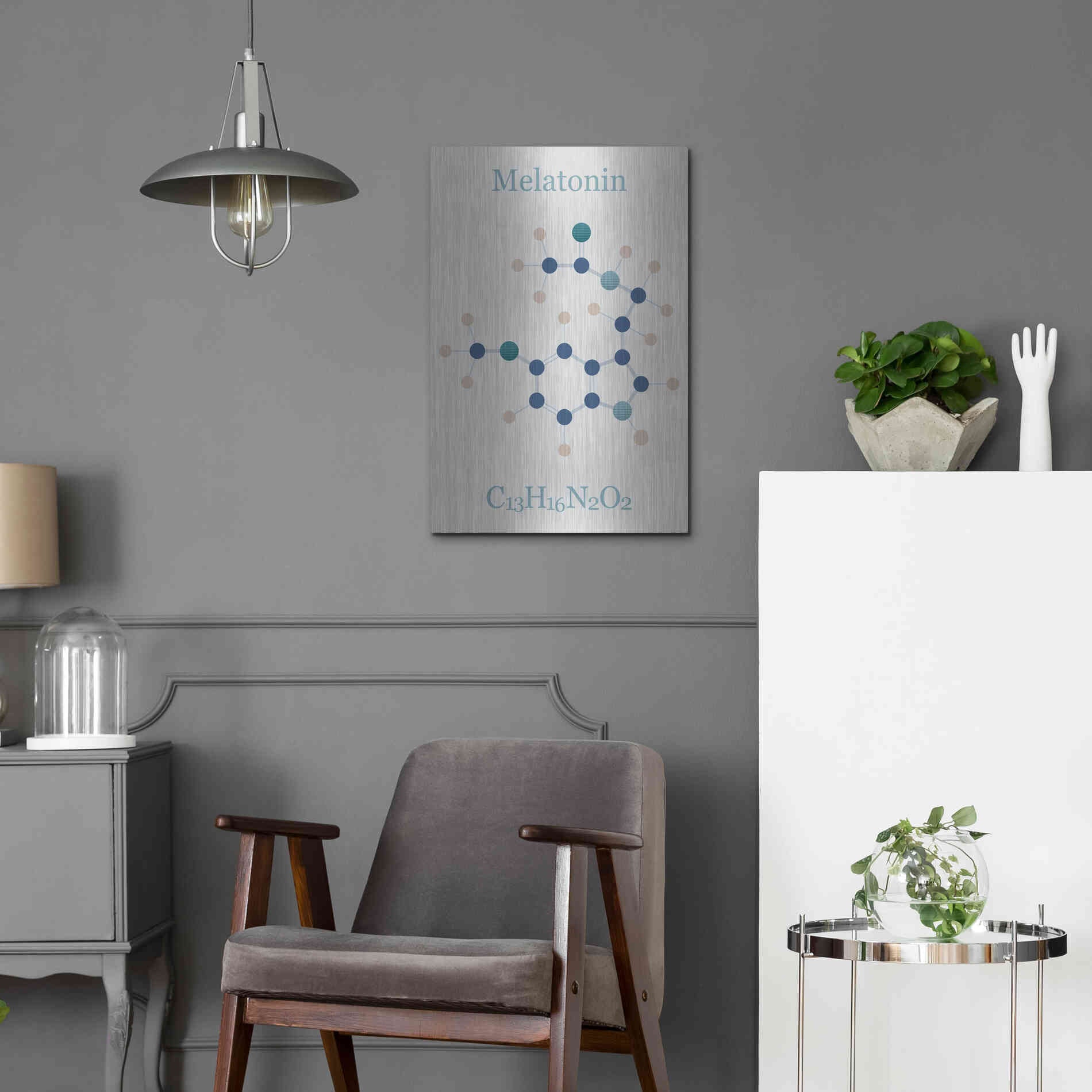 Luxe Metal Art 'Melatonin Molecule I' by Epic Portfolio, Metal Wall Art,16x24