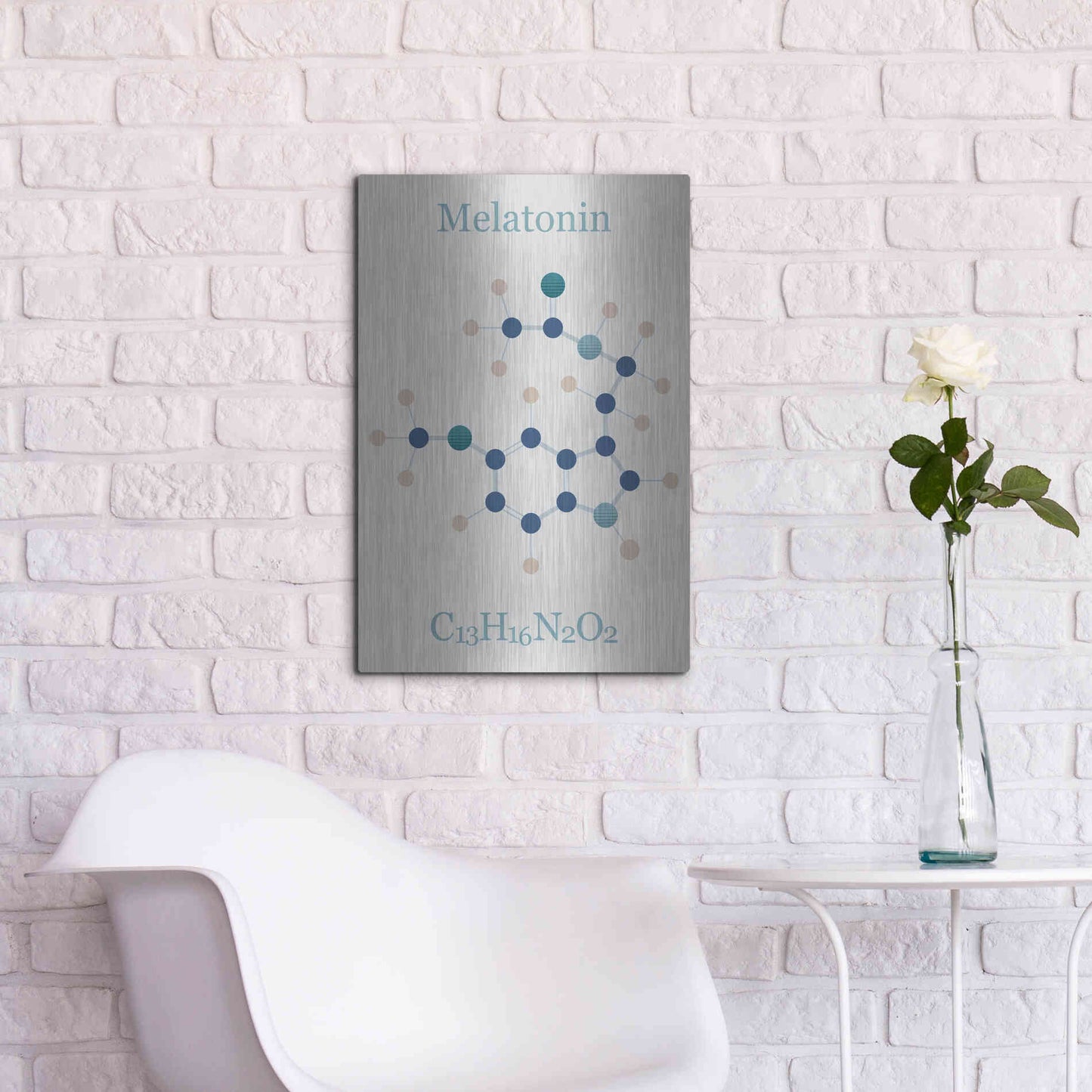 Luxe Metal Art 'Melatonin Molecule I' by Epic Portfolio, Metal Wall Art,16x24