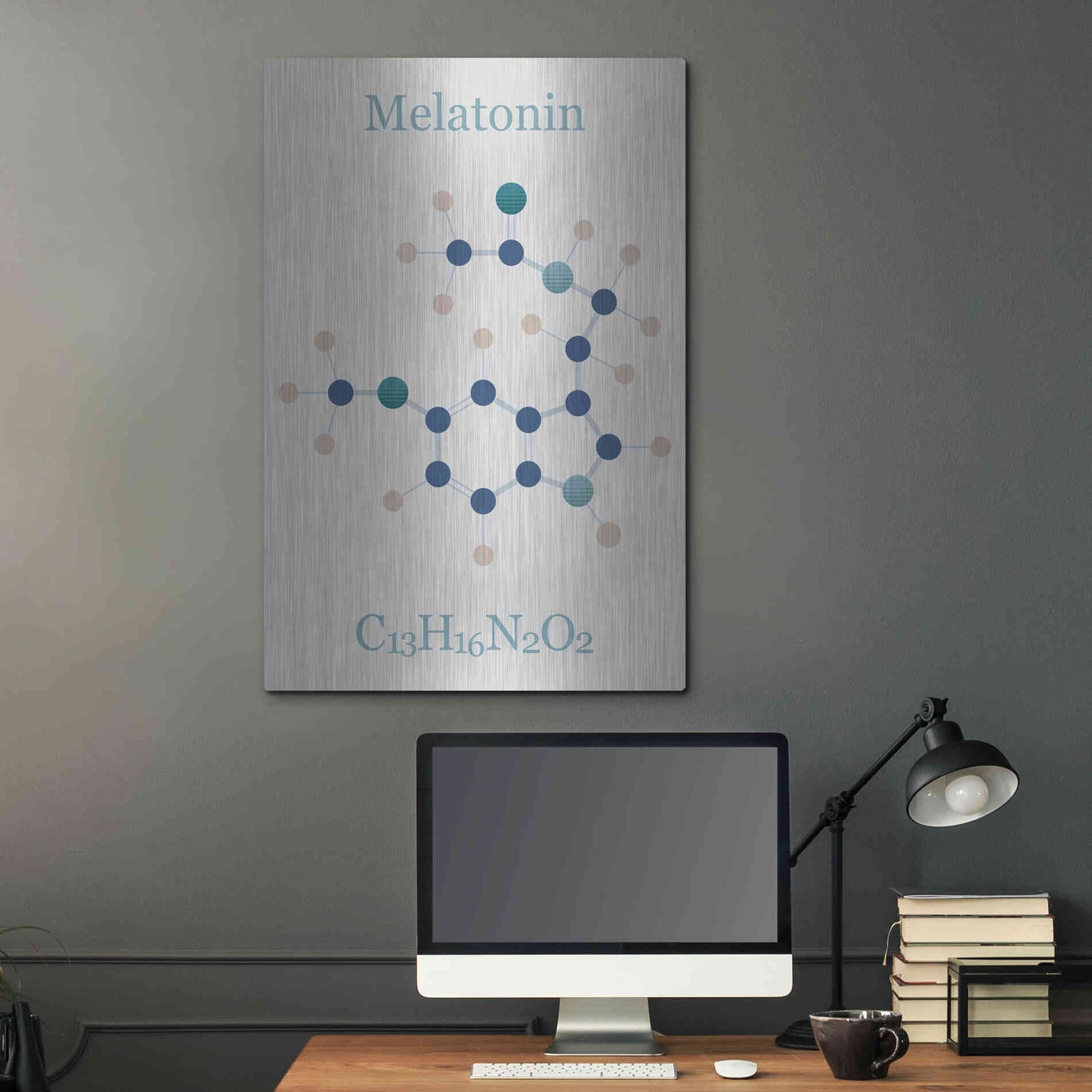 Luxe Metal Art 'Melatonin Molecule I' by Epic Portfolio, Metal Wall Art,24x36