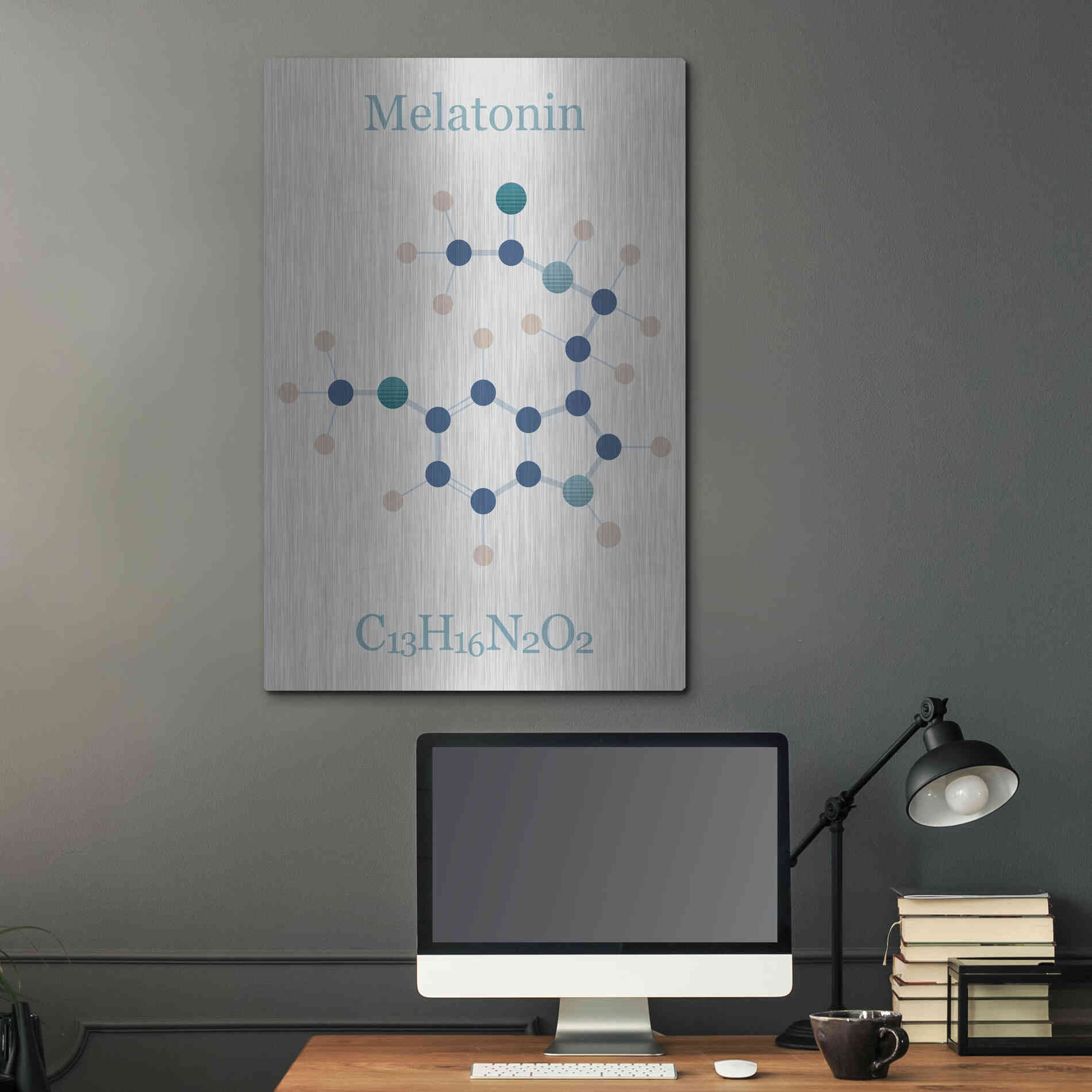 Luxe Metal Art 'Melatonin Molecule I' by Epic Portfolio, Metal Wall Art,24x36