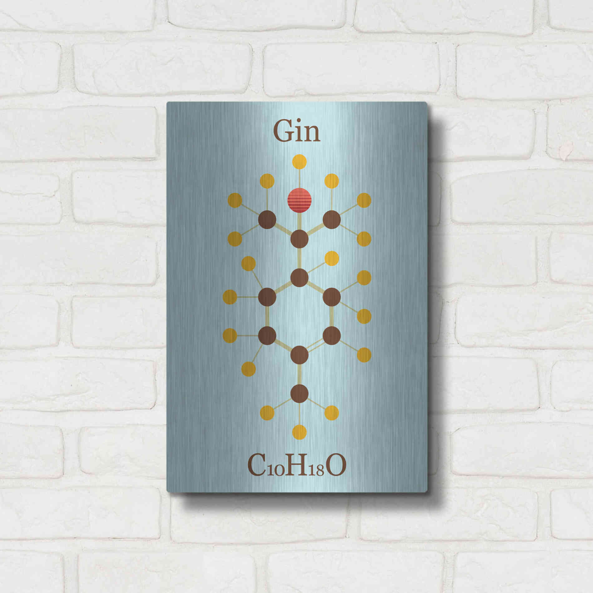 Luxe Metal Art 'Gin Molecule' by Epic Portfolio, Metal Wall Art,12x16