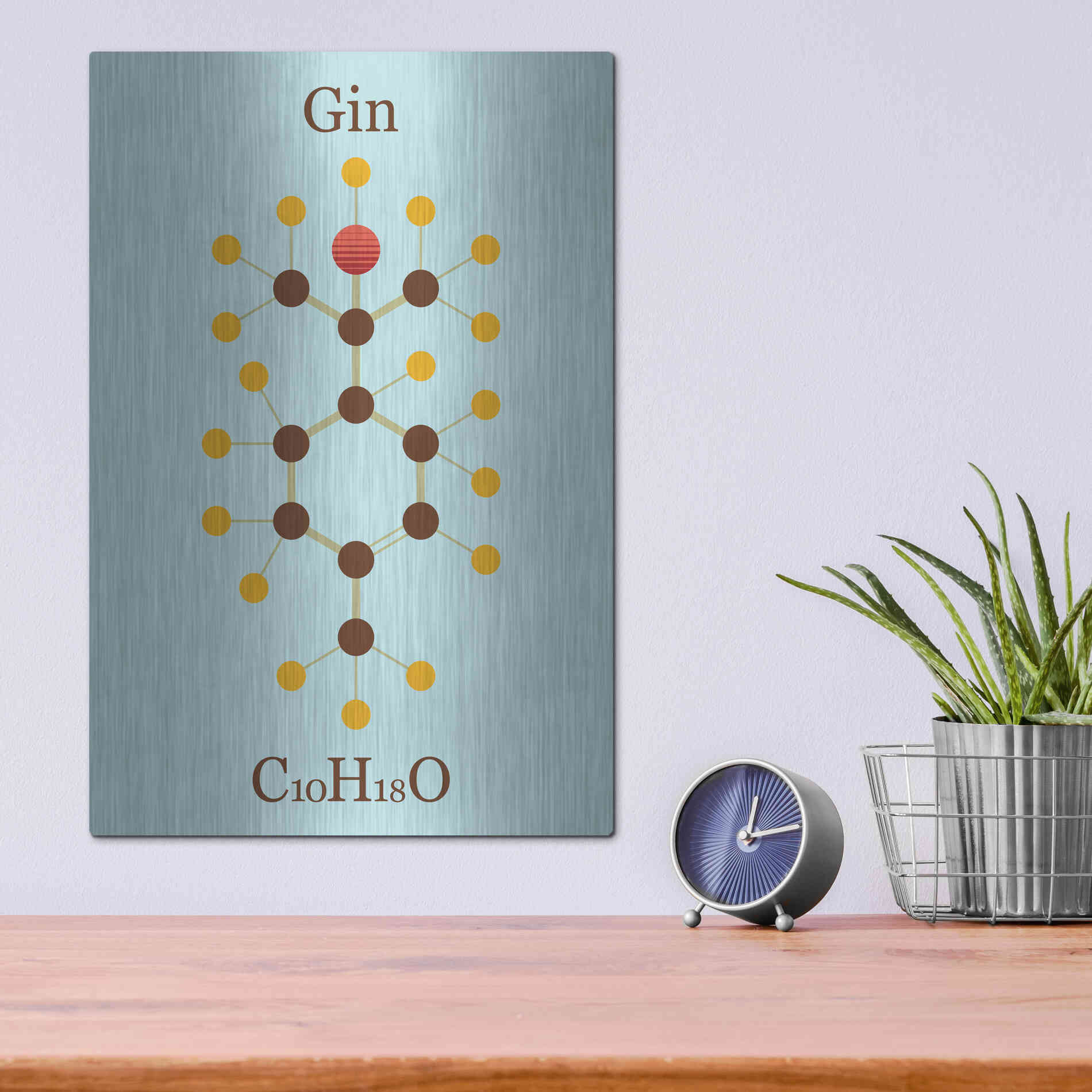 Luxe Metal Art 'Gin Molecule' by Epic Portfolio, Metal Wall Art,12x16