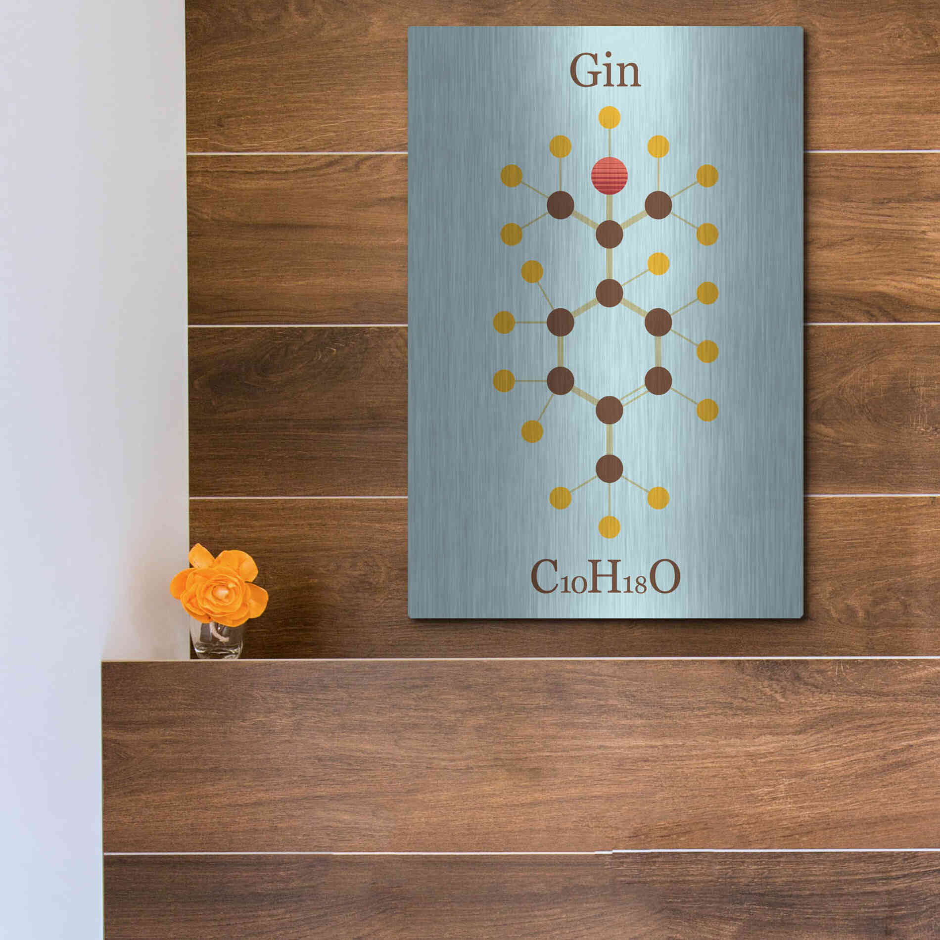 Luxe Metal Art 'Gin Molecule' by Epic Portfolio, Metal Wall Art,12x16