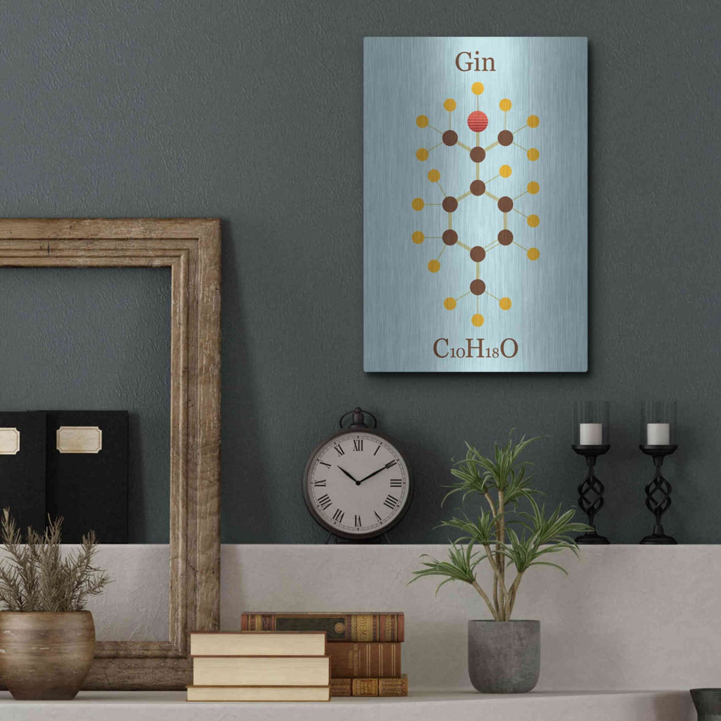 Luxe Metal Art 'Gin Molecule' by Epic Portfolio, Metal Wall Art,12x16