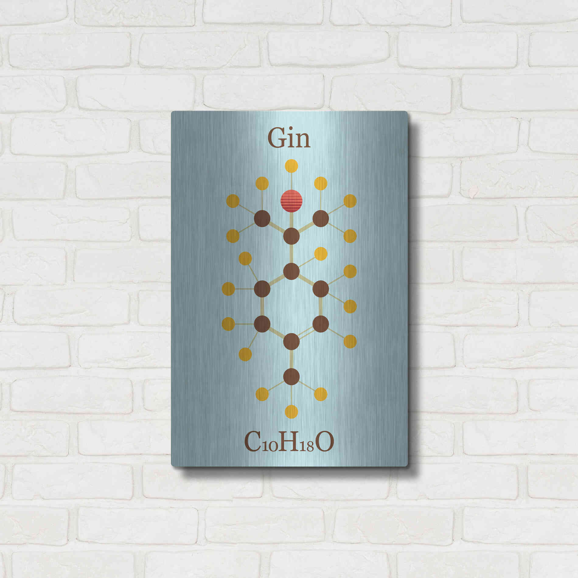 Luxe Metal Art 'Gin Molecule' by Epic Portfolio, Metal Wall Art,16x24