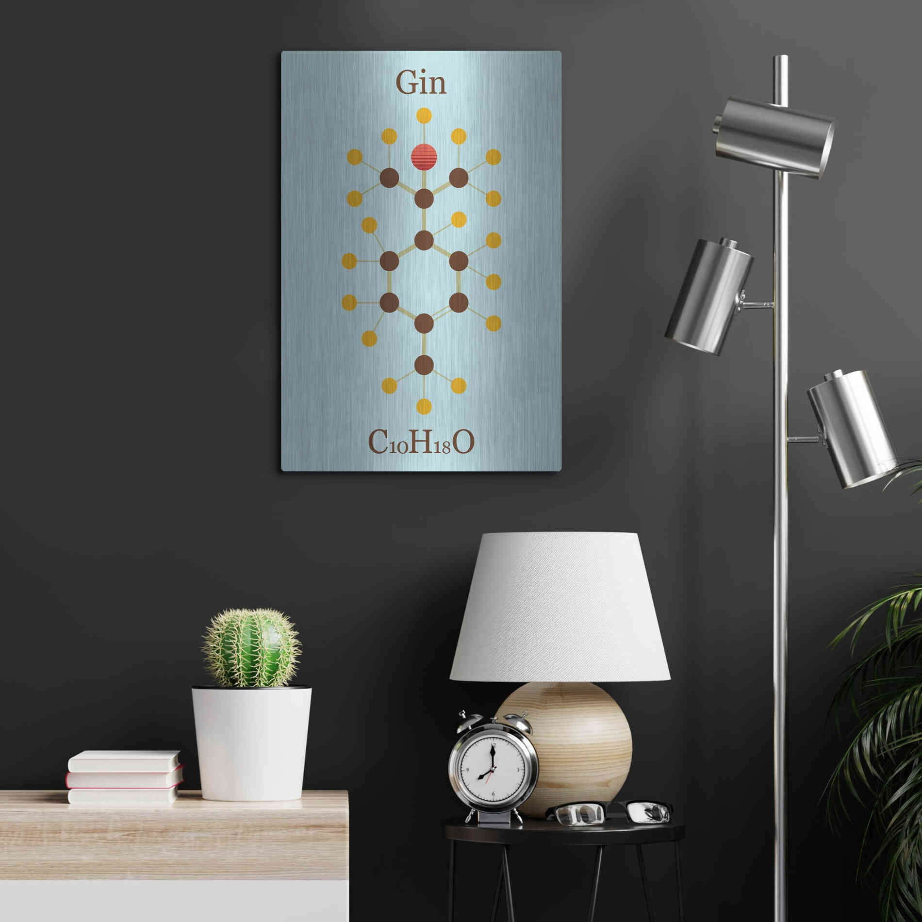 Luxe Metal Art 'Gin Molecule' by Epic Portfolio, Metal Wall Art,16x24