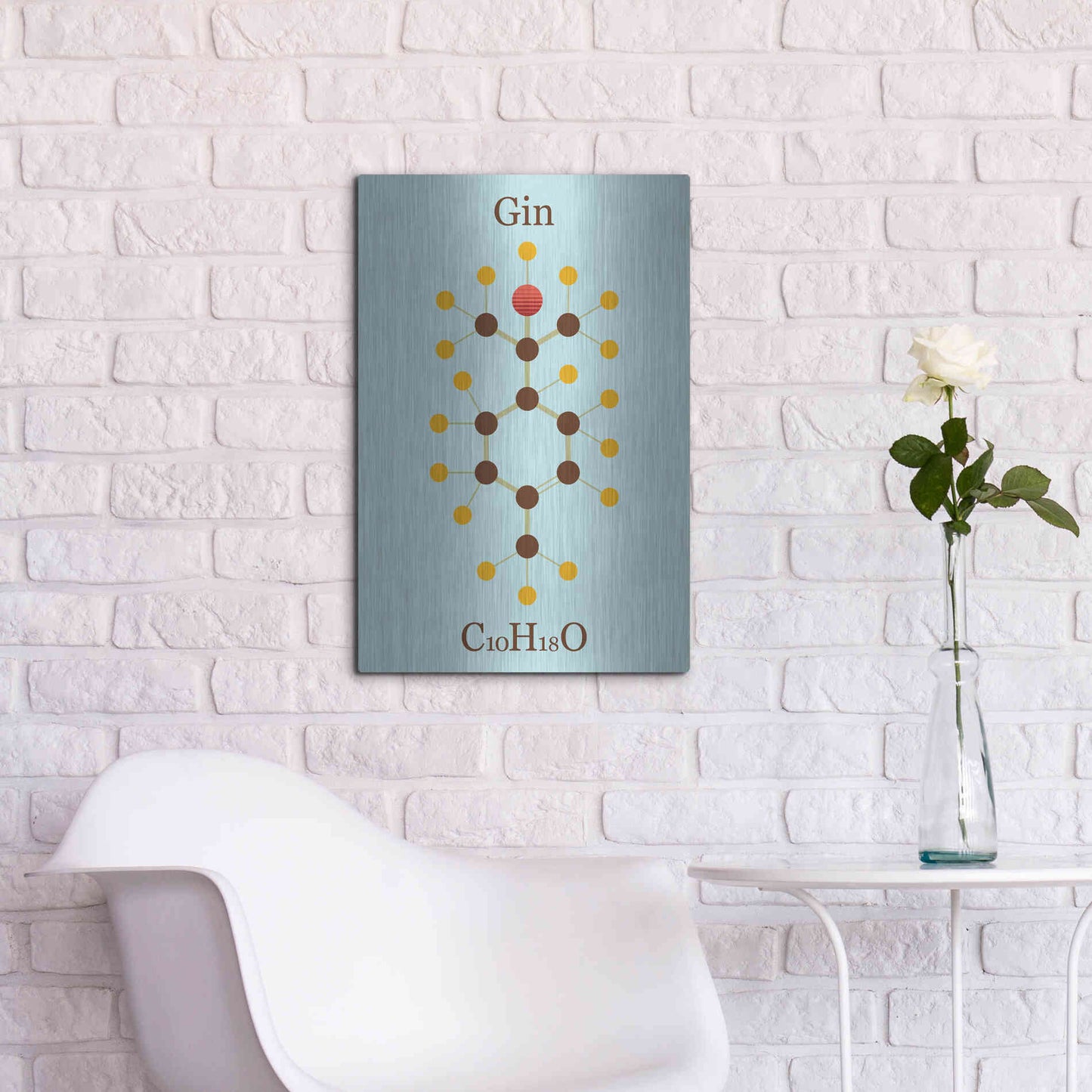 Luxe Metal Art 'Gin Molecule' by Epic Portfolio, Metal Wall Art,16x24