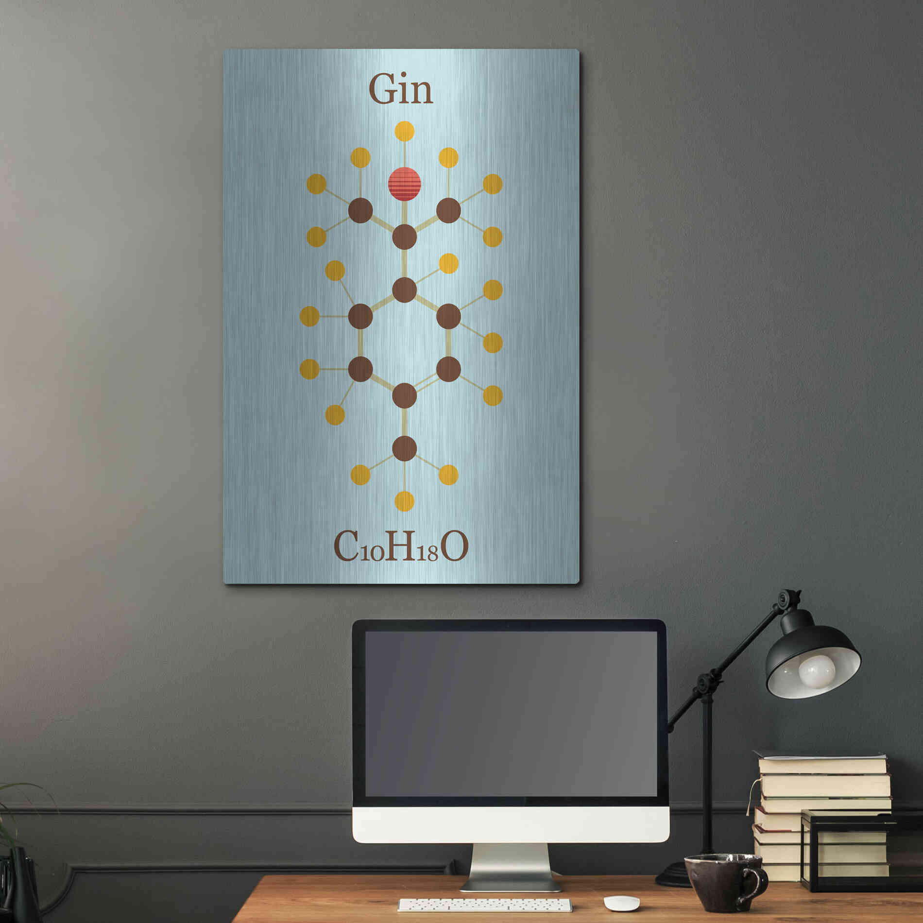 Luxe Metal Art 'Gin Molecule' by Epic Portfolio, Metal Wall Art,24x36