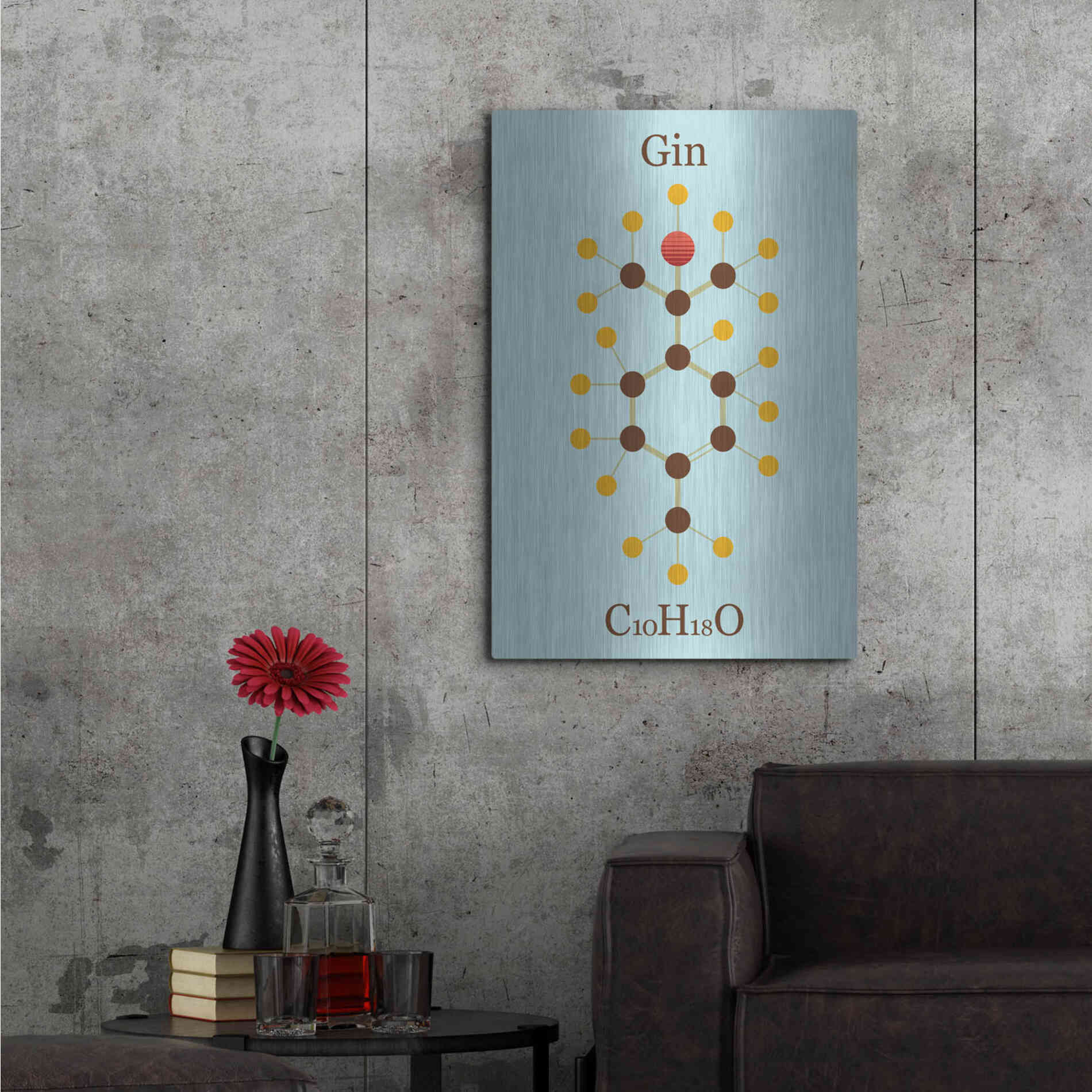 Luxe Metal Art 'Gin Molecule' by Epic Portfolio, Metal Wall Art,24x36
