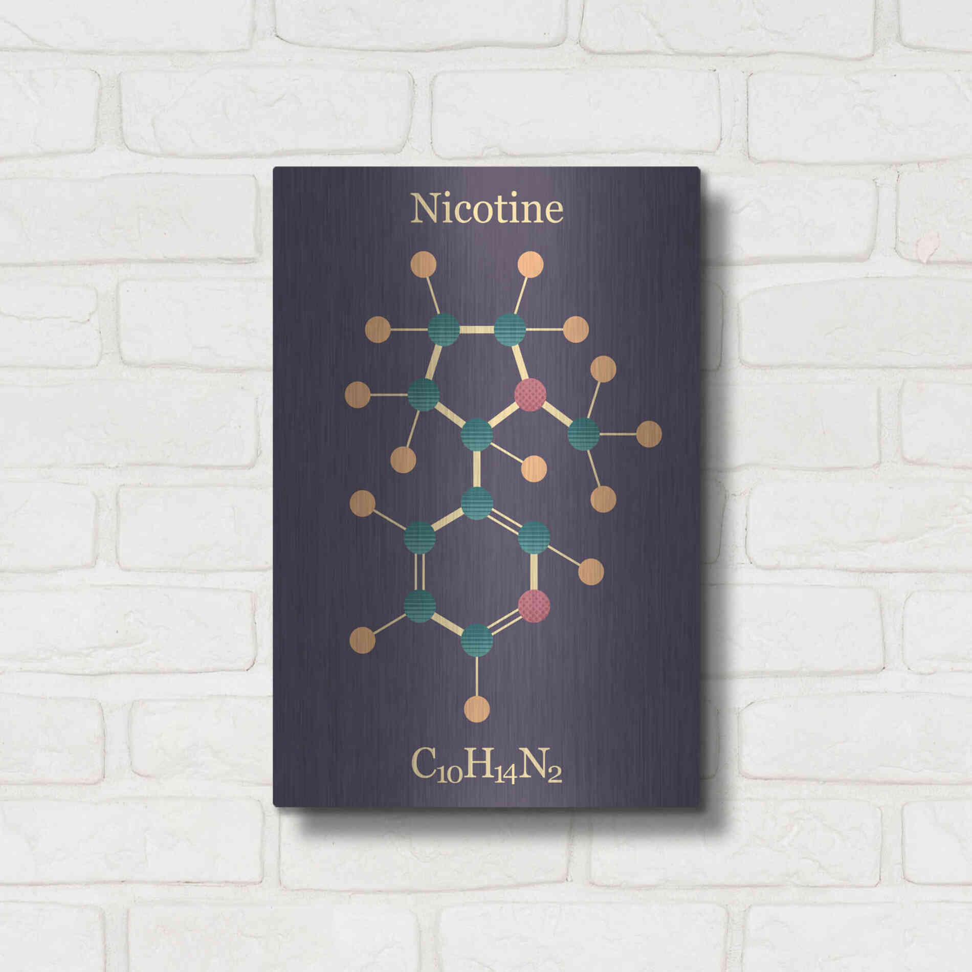 Luxe Metal Art 'Nicotine Molecule' by Epic Portfolio, Metal Wall Art,12x16