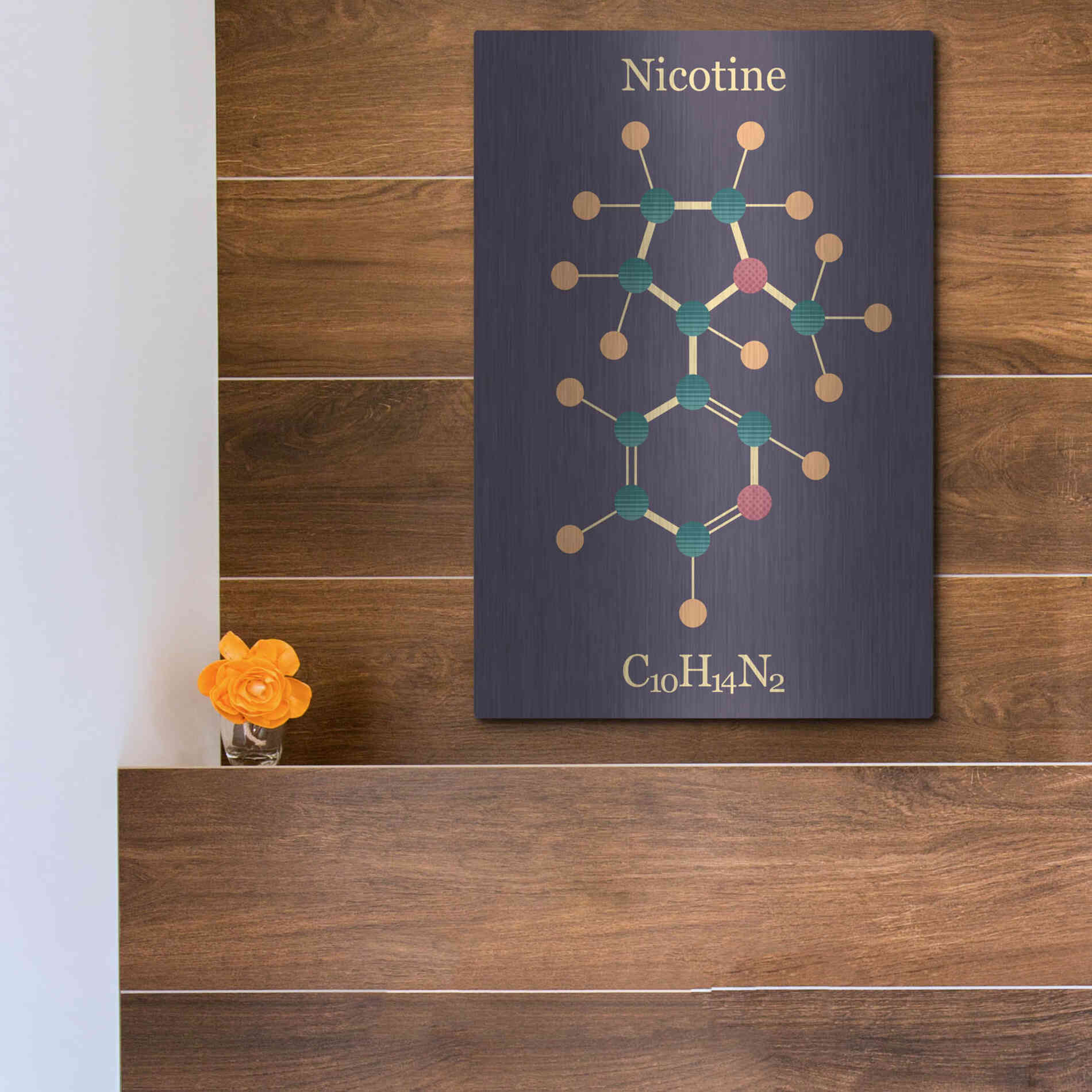 Luxe Metal Art 'Nicotine Molecule' by Epic Portfolio, Metal Wall Art,12x16