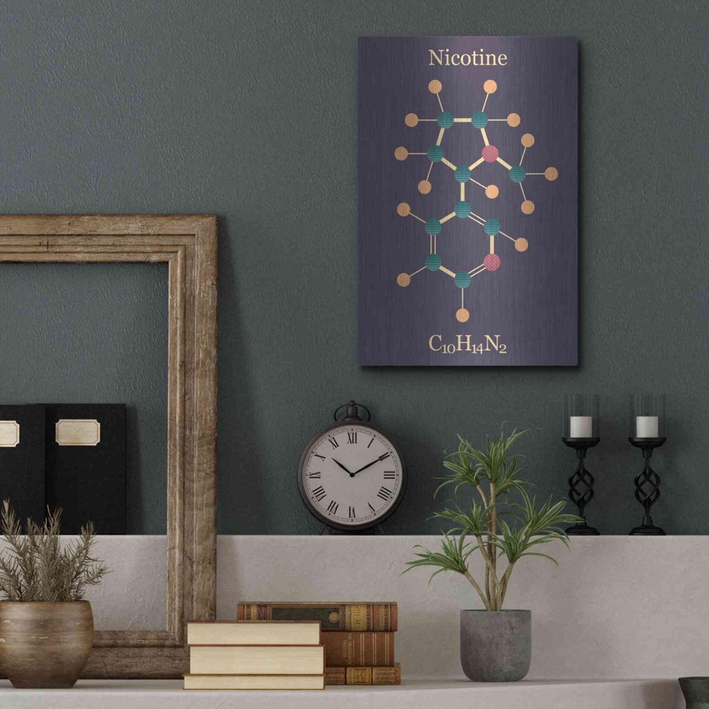 Luxe Metal Art 'Nicotine Molecule' by Epic Portfolio, Metal Wall Art,12x16