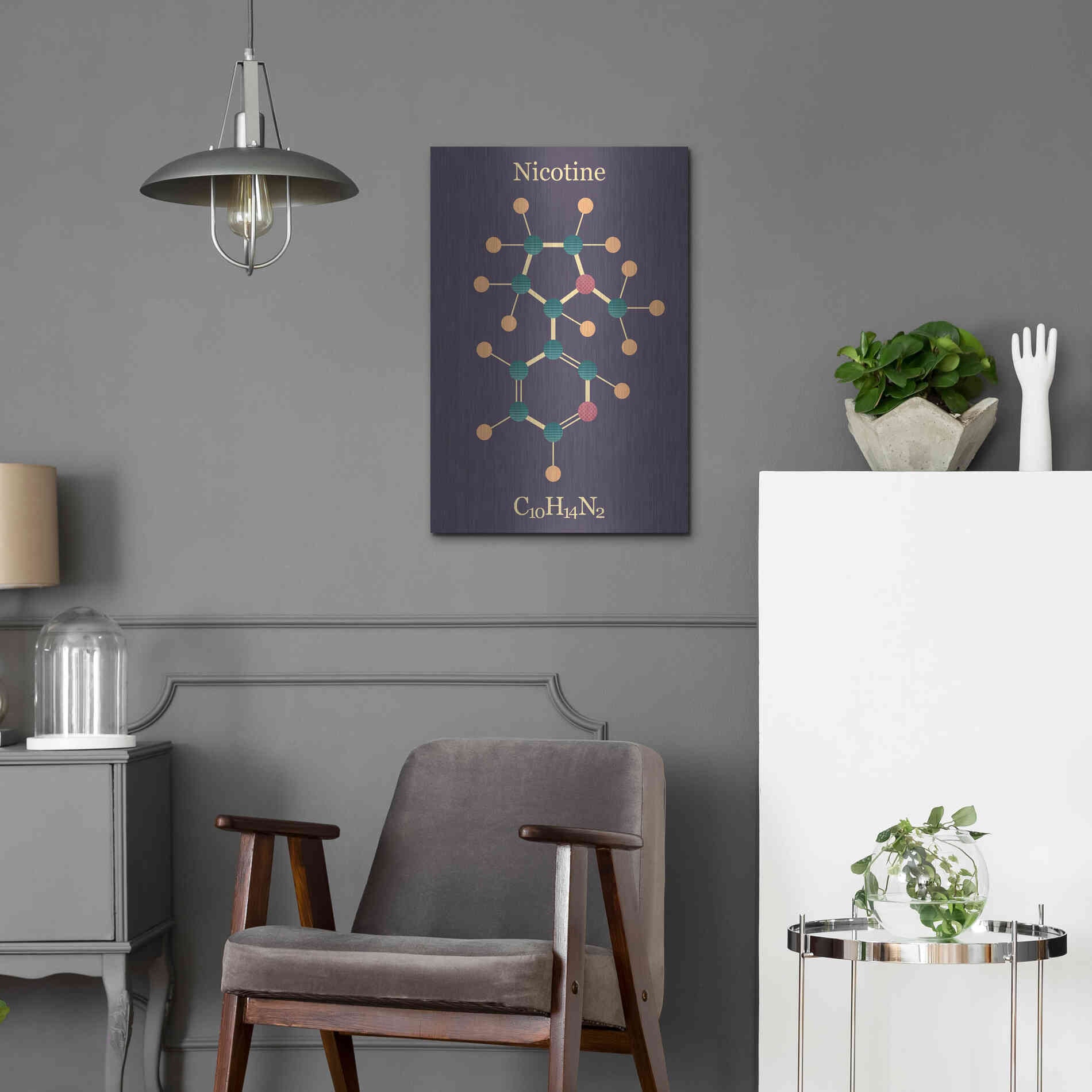 Luxe Metal Art 'Nicotine Molecule' by Epic Portfolio, Metal Wall Art,16x24