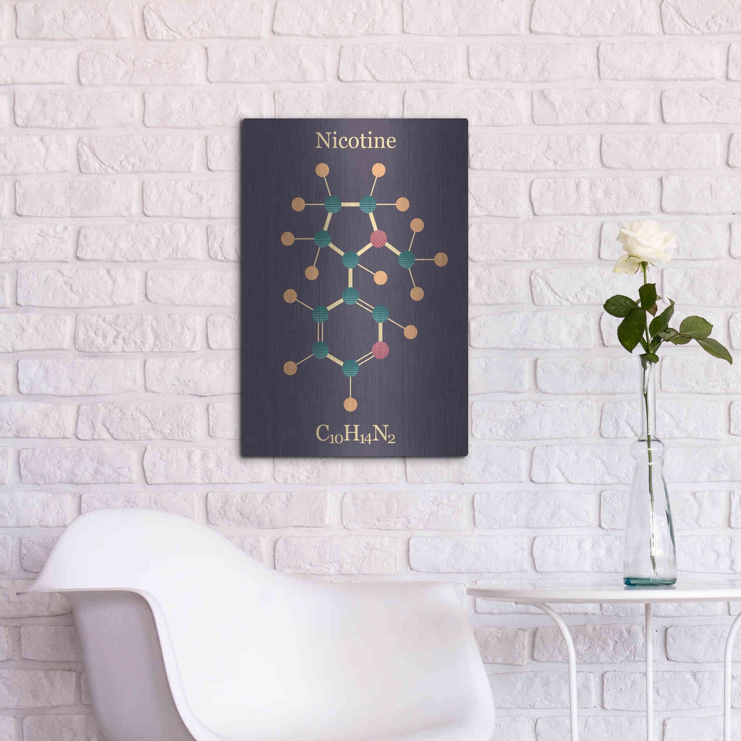 Luxe Metal Art 'Nicotine Molecule' by Epic Portfolio, Metal Wall Art,16x24