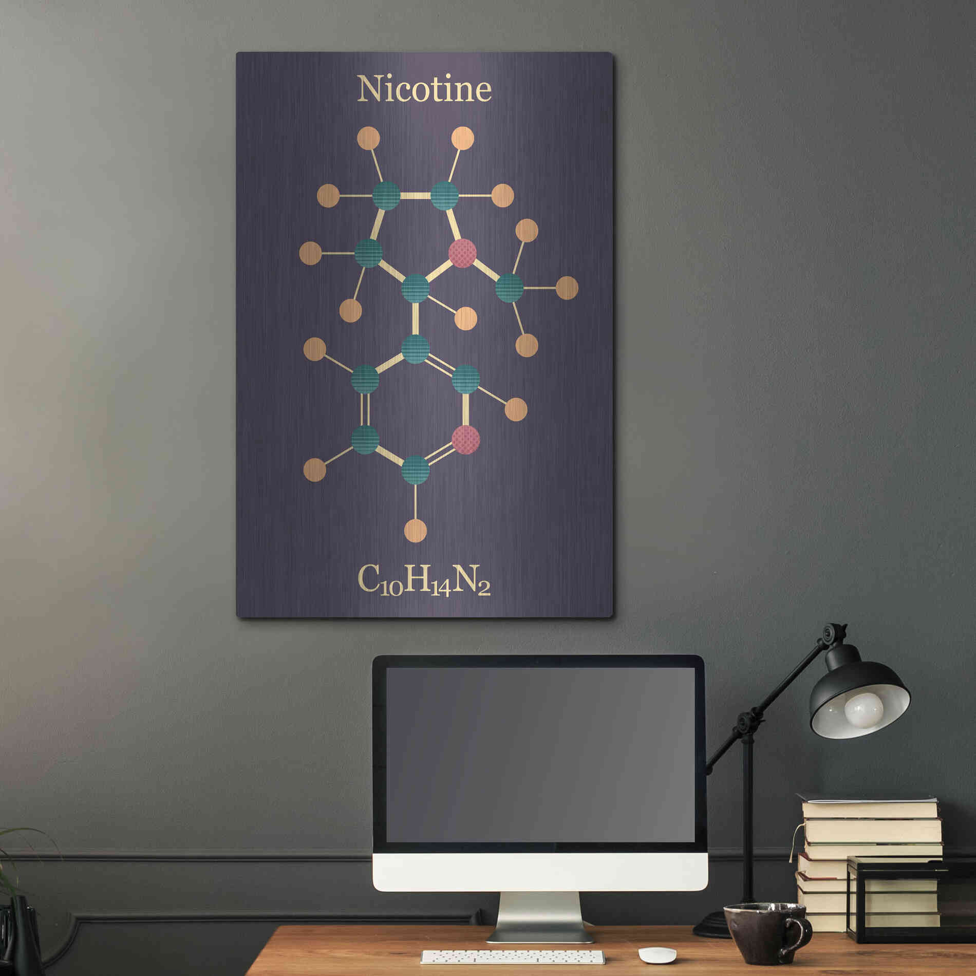 Luxe Metal Art 'Nicotine Molecule' by Epic Portfolio, Metal Wall Art,24x36