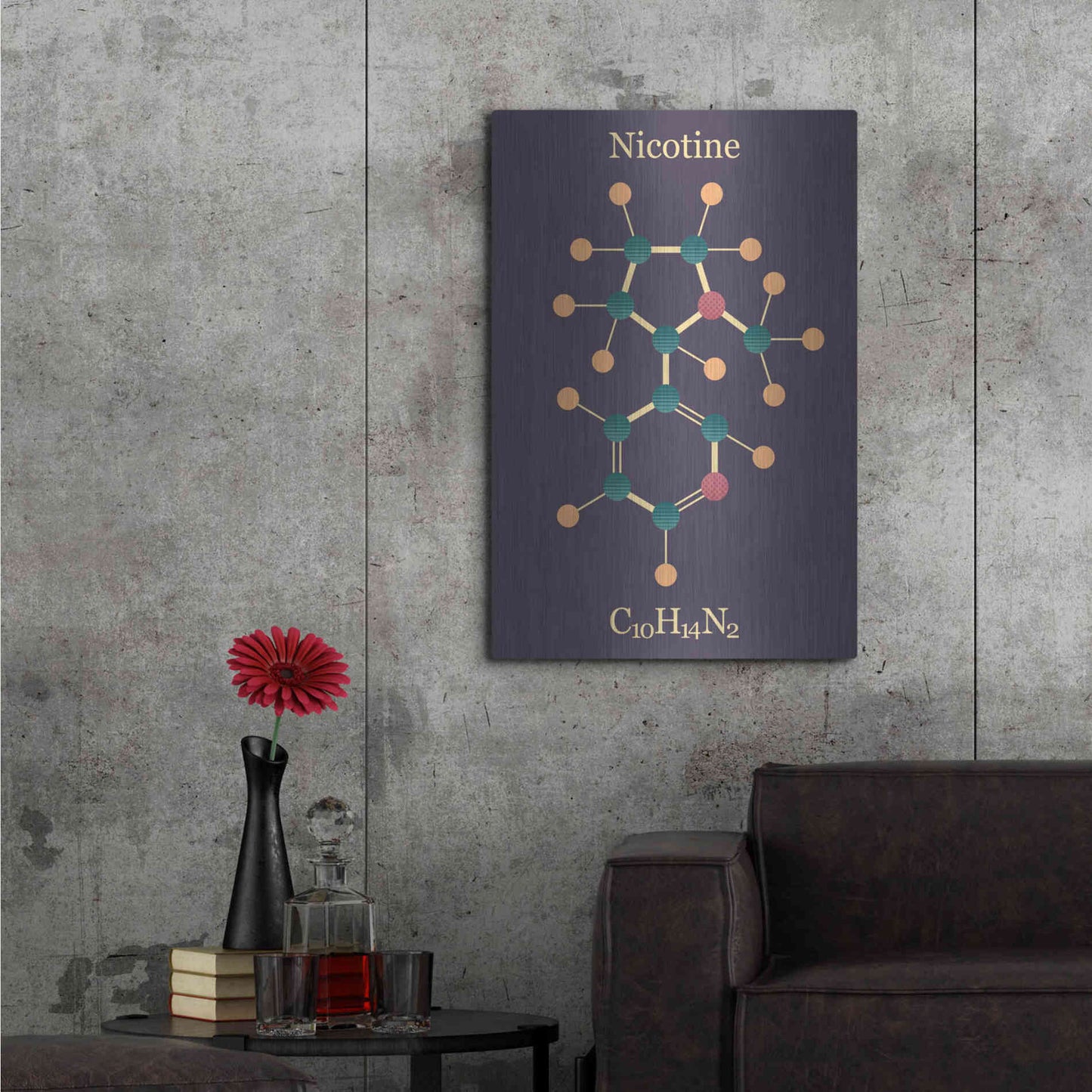 Luxe Metal Art 'Nicotine Molecule' by Epic Portfolio, Metal Wall Art,24x36