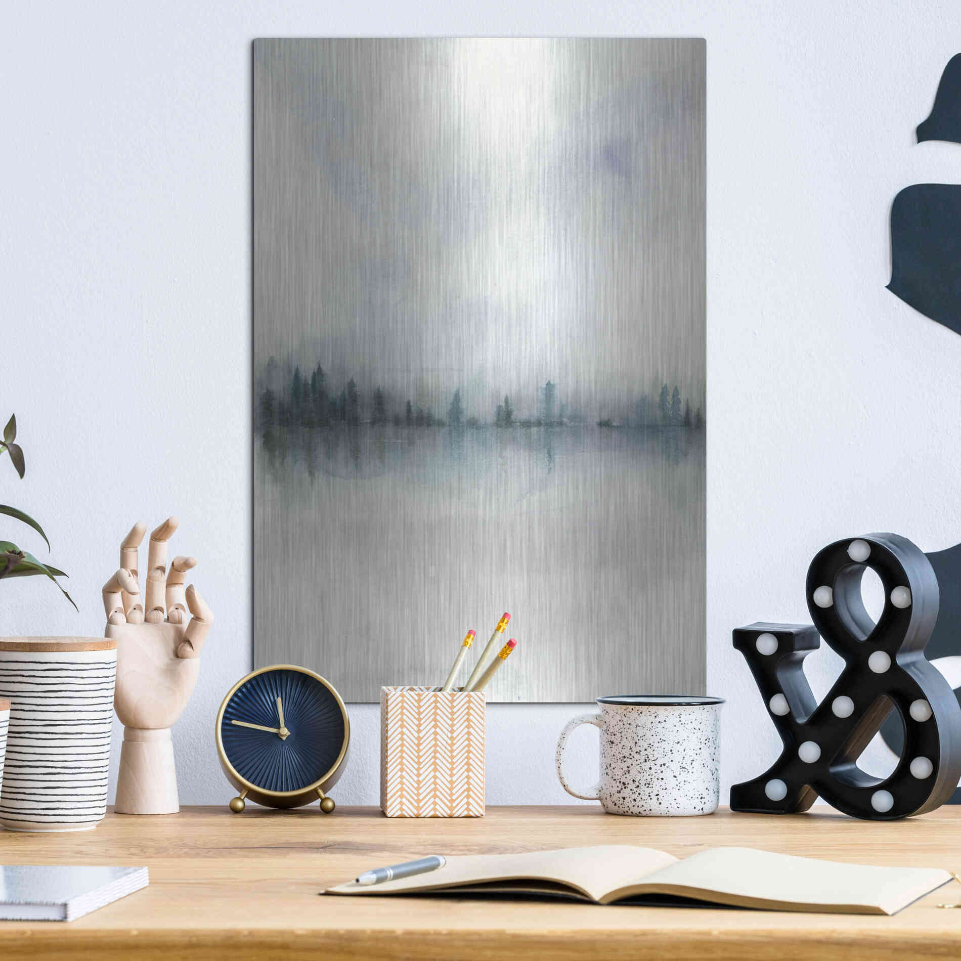 Luxe Metal Art 'Horizon Whisper II' by Grace Popp, Metal Wall Art,12x16