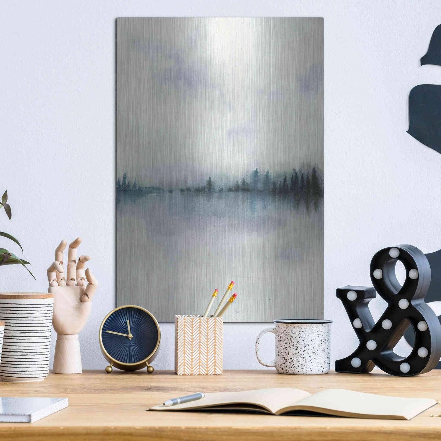 Luxe Metal Art 'Horizon Whisper I' by Grace Popp, Metal Wall Art,12x16