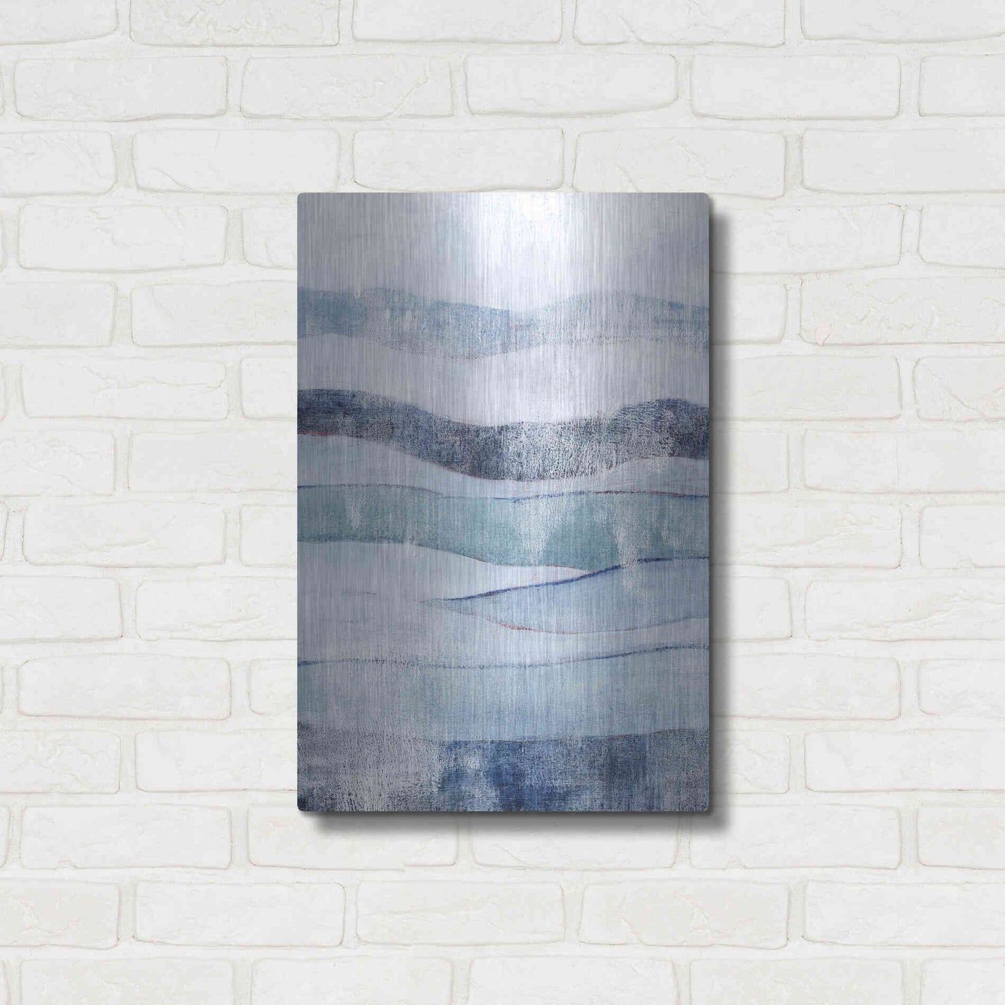 Luxe Metal Art 'White Out In Blue I' by Grace Popp, Metal Wall Art,16x24