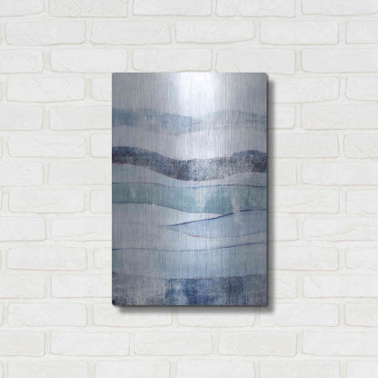 Luxe Metal Art 'White Out In Blue I' by Grace Popp, Metal Wall Art,16x24