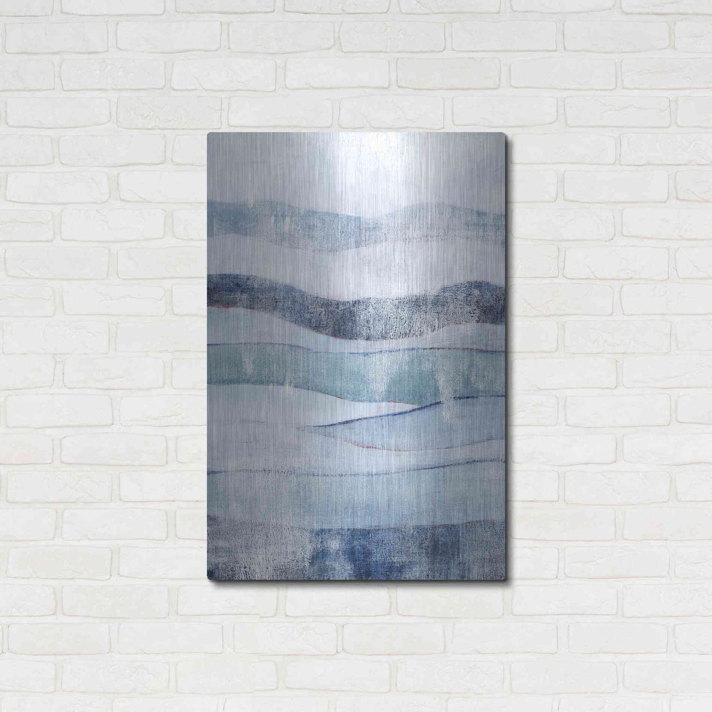 Luxe Metal Art 'White Out In Blue I' by Grace Popp, Metal Wall Art,24x36