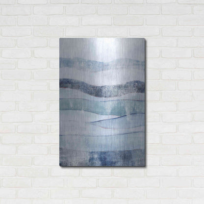 Luxe Metal Art 'White Out In Blue I' by Grace Popp, Metal Wall Art,24x36