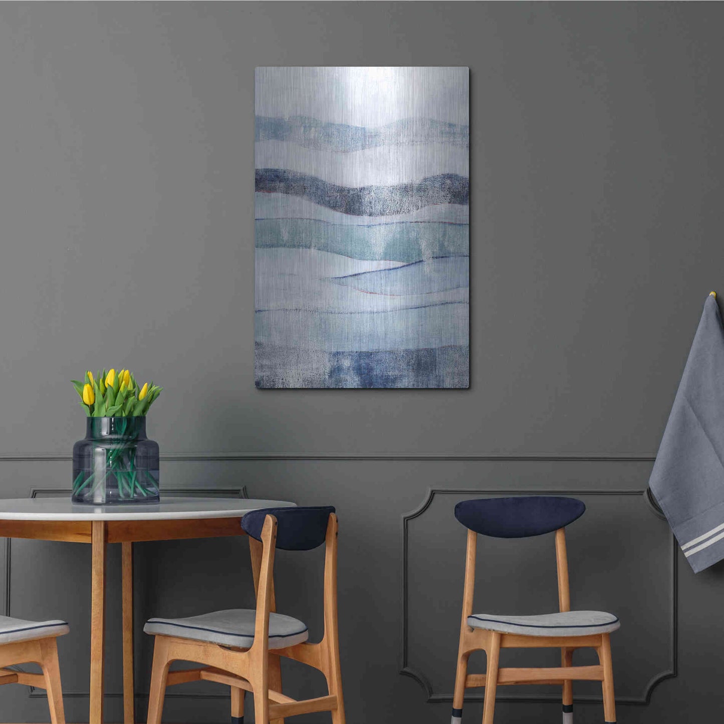 Luxe Metal Art 'White Out In Blue I' by Grace Popp, Metal Wall Art,24x36