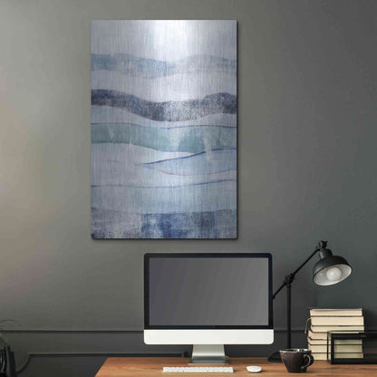 Luxe Metal Art 'White Out In Blue I' by Grace Popp, Metal Wall Art,24x36