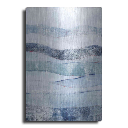 Luxe Metal Art 'White Out In Blue I' by Grace Popp, Metal Wall Art