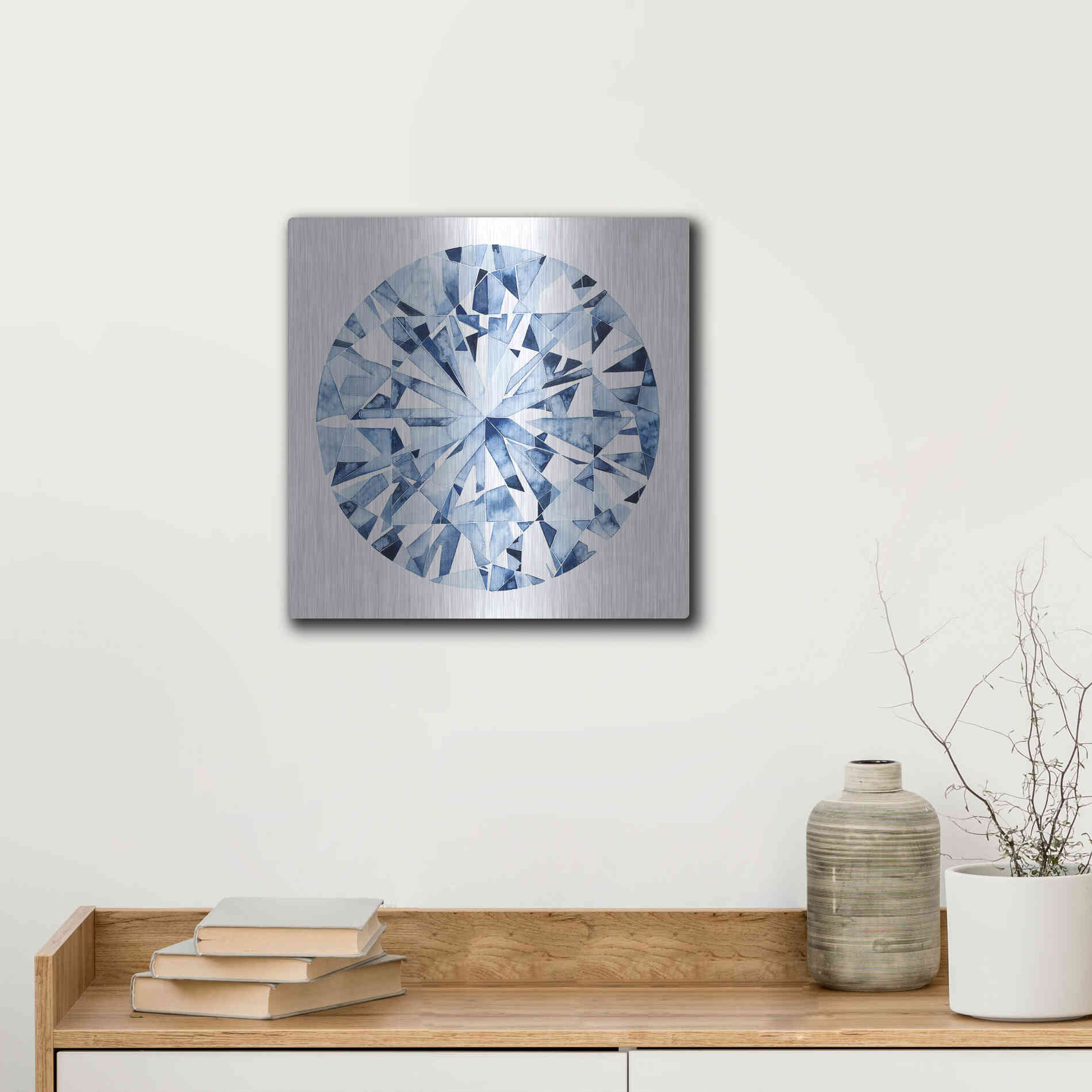Luxe Metal Art 'Diamond Drops I' by Grace Popp, Metal Wall Art,12x12