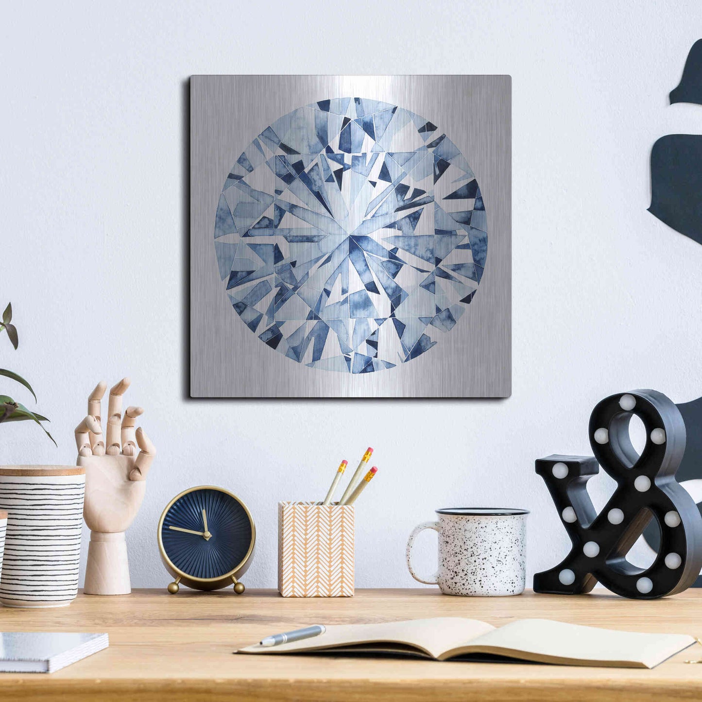 Luxe Metal Art 'Diamond Drops I' by Grace Popp, Metal Wall Art,12x12