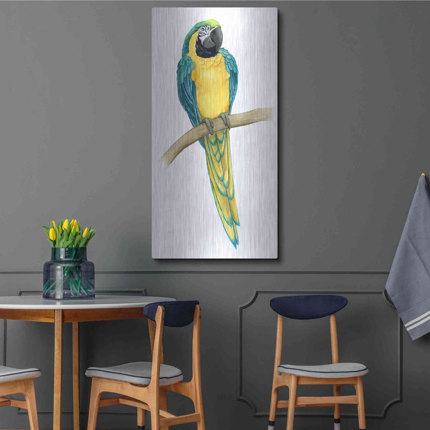 Luxe Metal Art 'Teal Macaw II' by Grace Popp, Metal Wall Art,24x48