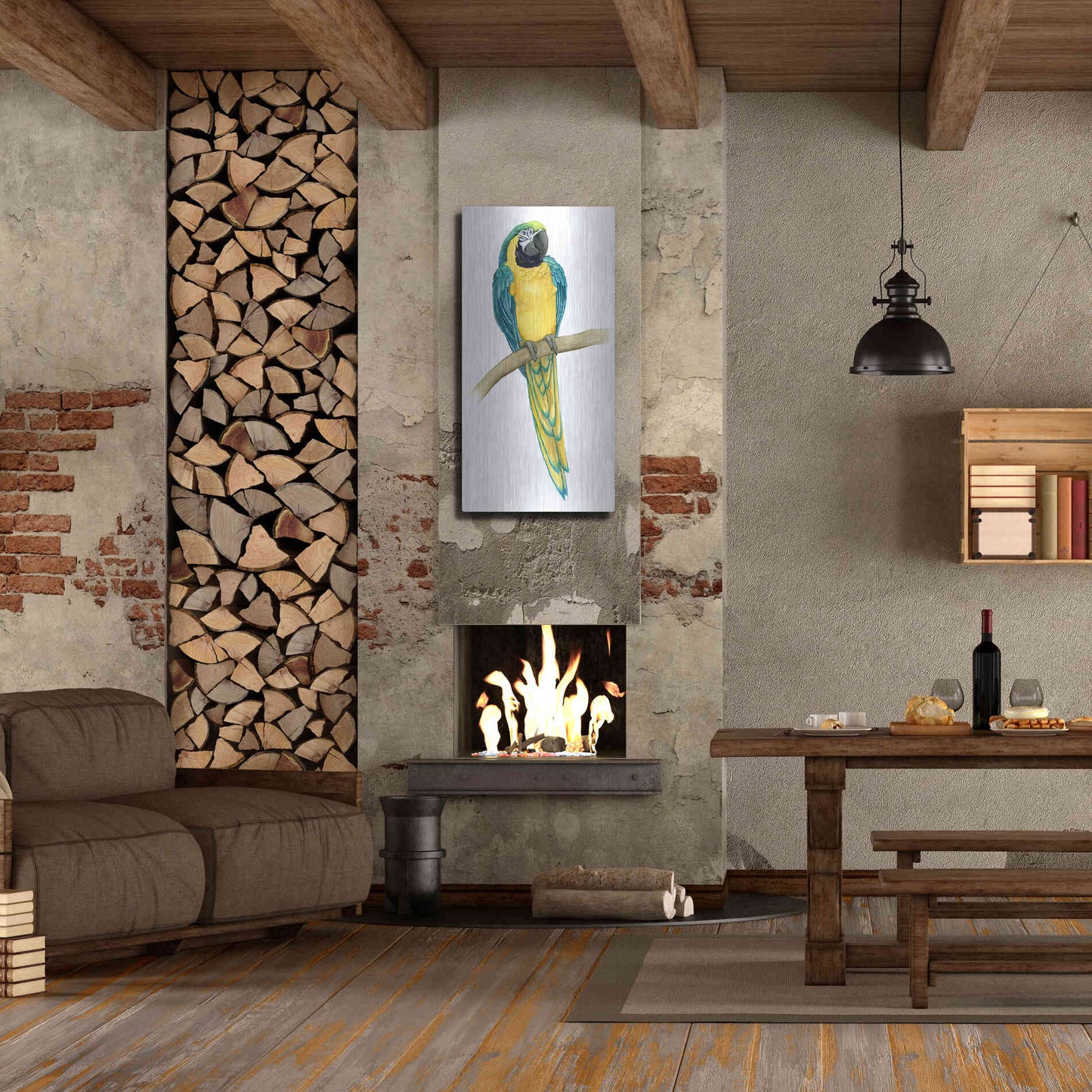 Luxe Metal Art 'Teal Macaw II' by Grace Popp, Metal Wall Art,24x48