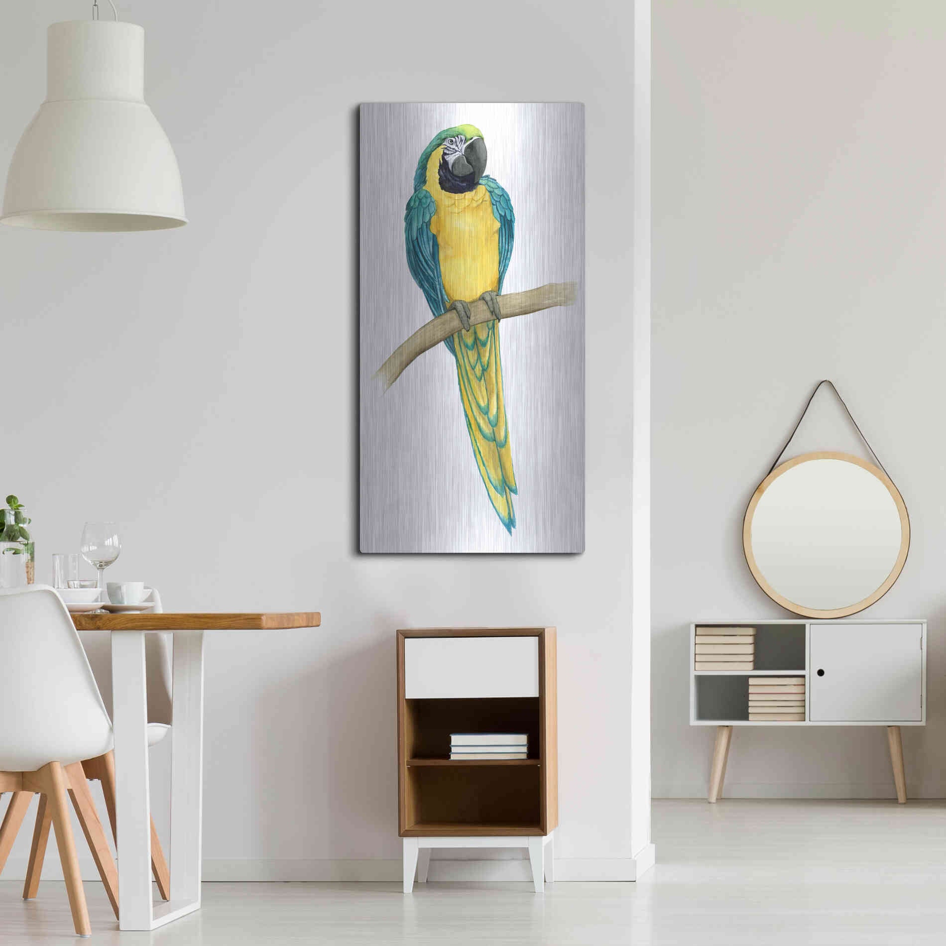 Luxe Metal Art 'Teal Macaw II' by Grace Popp, Metal Wall Art,24x48