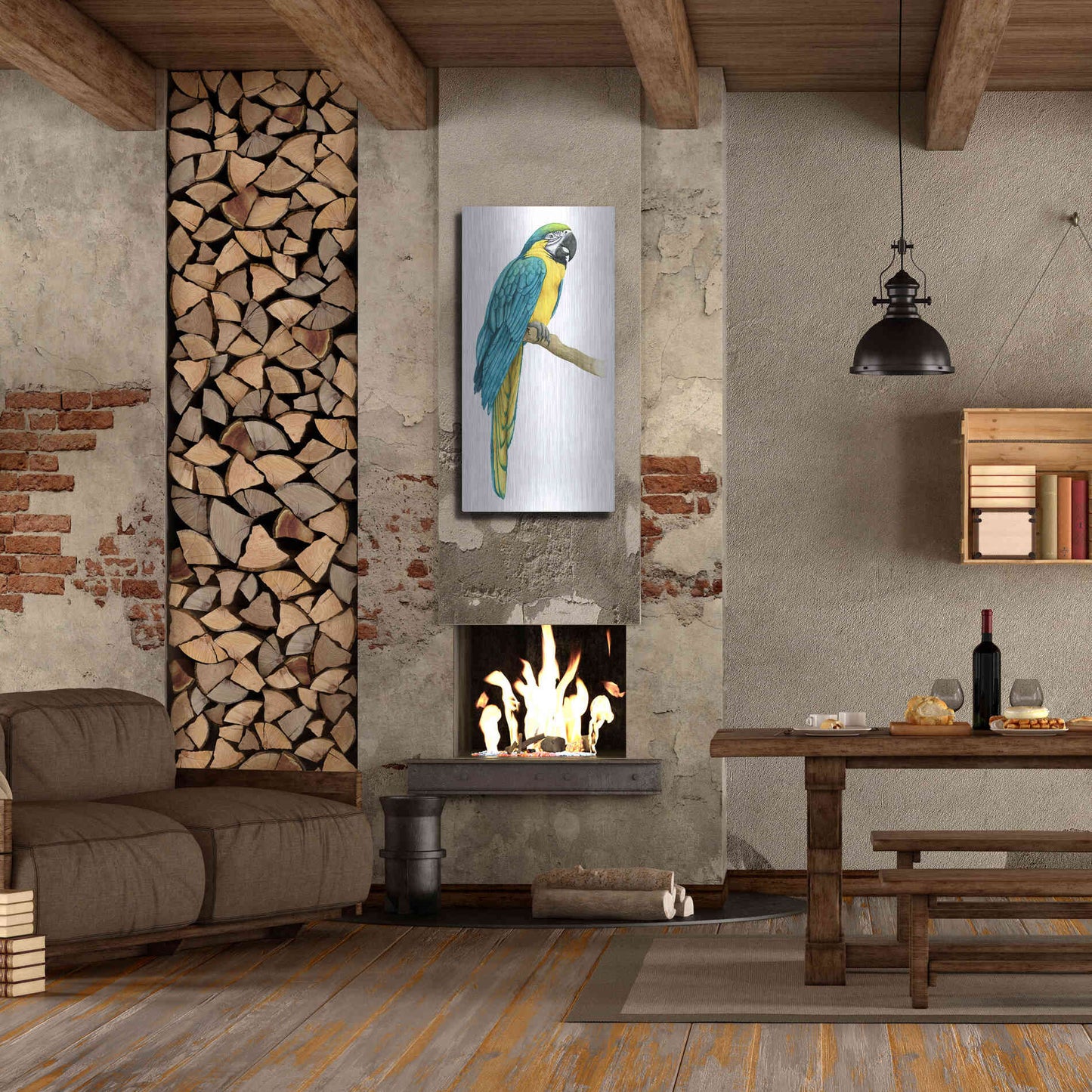 Luxe Metal Art 'Teal Macaw I' by Grace Popp, Metal Wall Art,24x48