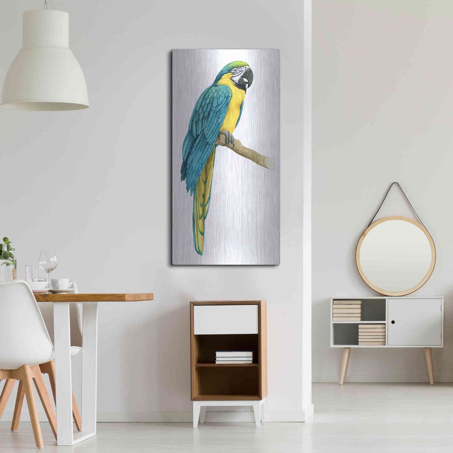 Luxe Metal Art 'Teal Macaw I' by Grace Popp, Metal Wall Art,24x48