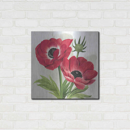 Luxe Metal Art 'Crimson Anemones I' by Grace Popp, Metal Wall Art,24x24