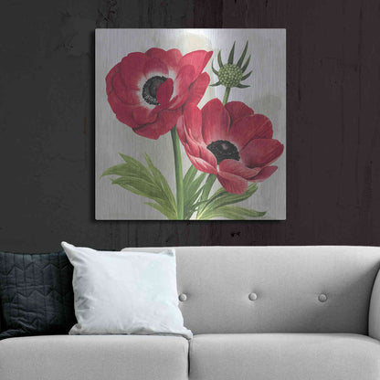 Luxe Metal Art 'Crimson Anemones I' by Grace Popp, Metal Wall Art,36x36