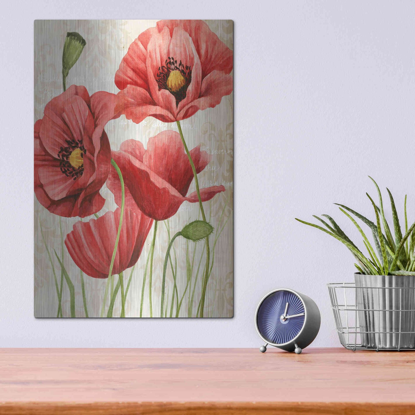 Luxe Metal Art 'Poised Poppy I' by Grace Popp, Metal Wall Art,12x16