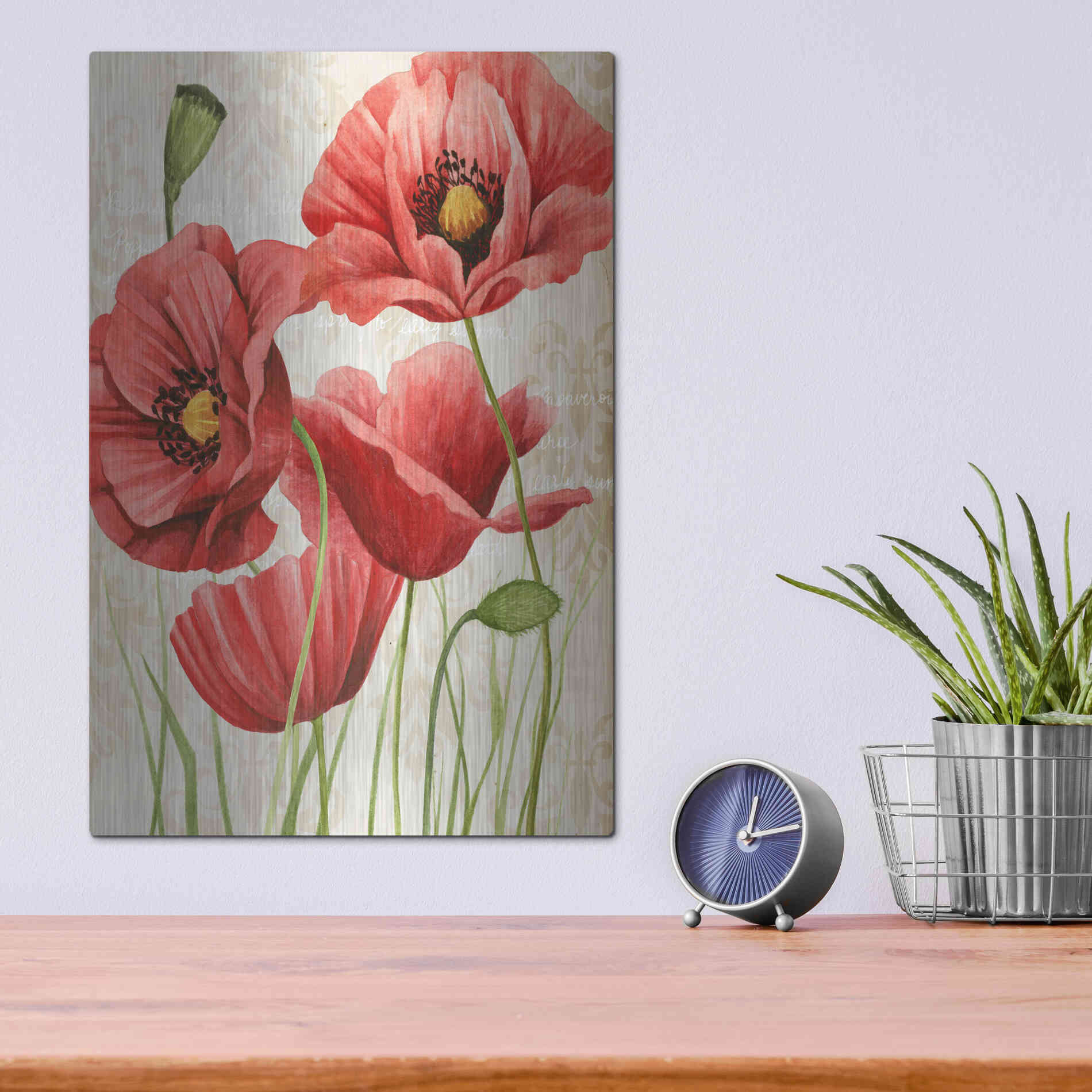 Luxe Metal Art 'Poised Poppy I' by Grace Popp, Metal Wall Art,12x16