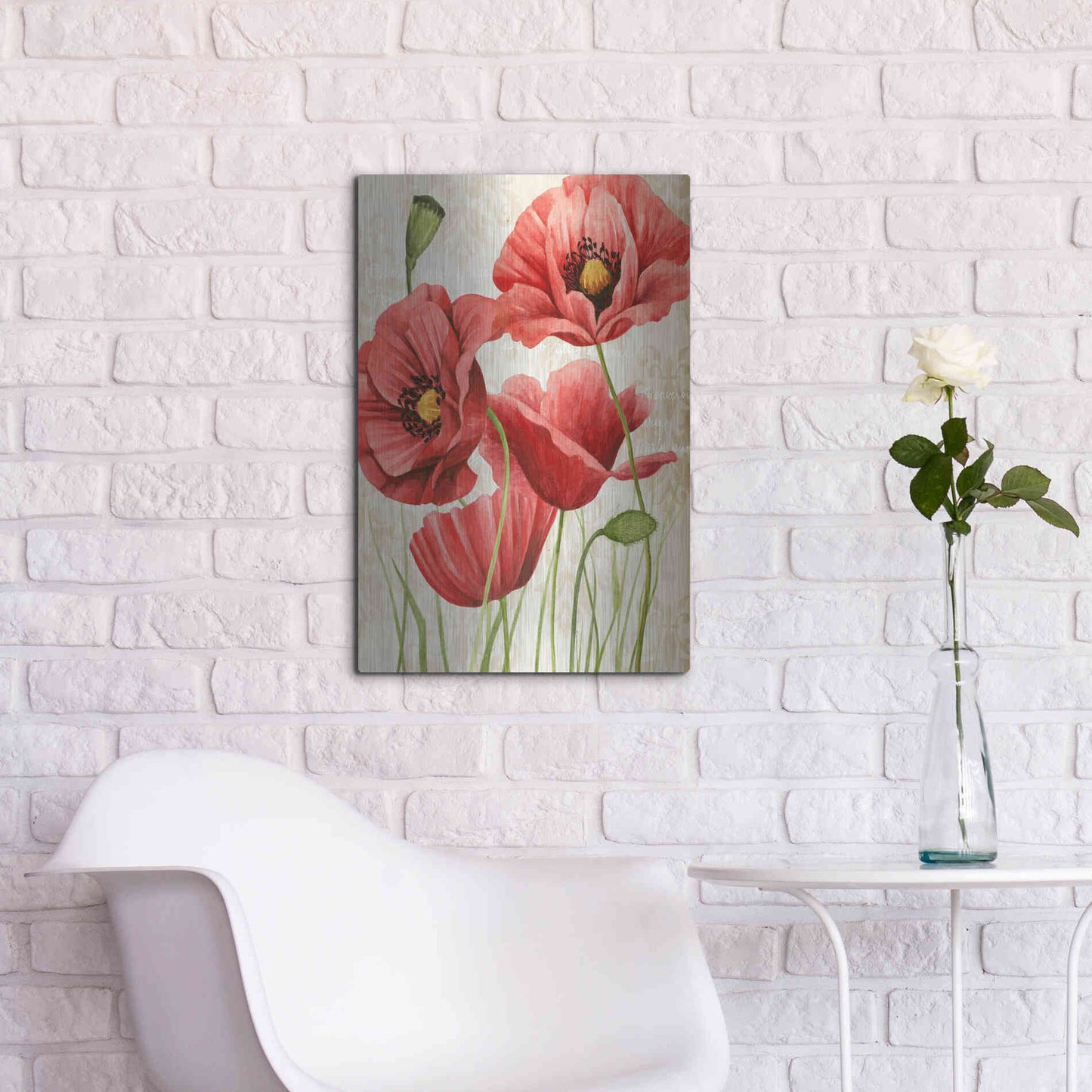 Luxe Metal Art 'Poised Poppy I' by Grace Popp, Metal Wall Art,16x24