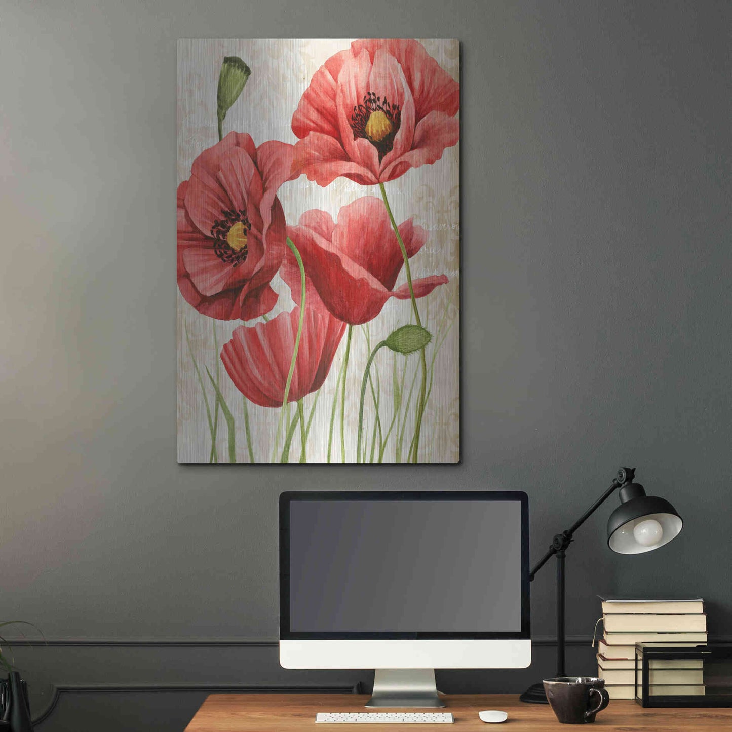 Luxe Metal Art 'Poised Poppy I' by Grace Popp, Metal Wall Art,24x36