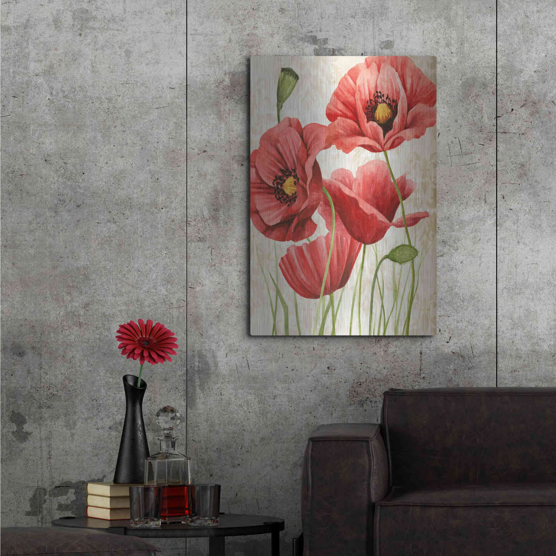 Luxe Metal Art 'Poised Poppy I' by Grace Popp, Metal Wall Art,24x36